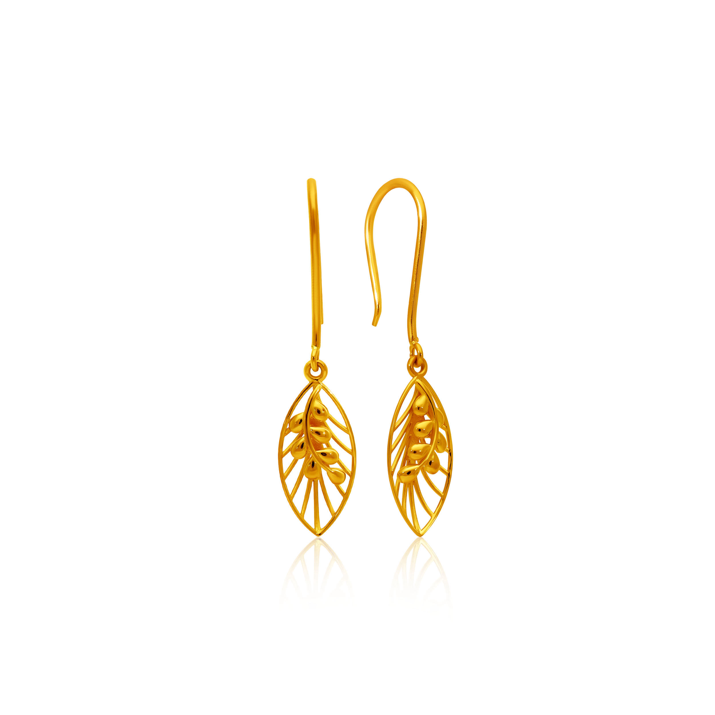 Charming Leaf Gold Earrings - Senco Gold and Diamonds