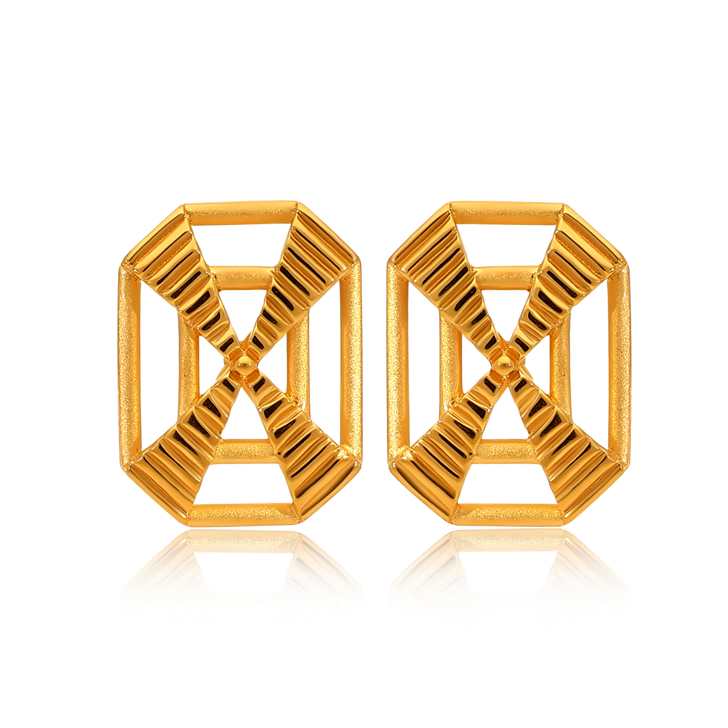 Lyra Octagon Gold Studs - Senco Gold and Diamonds