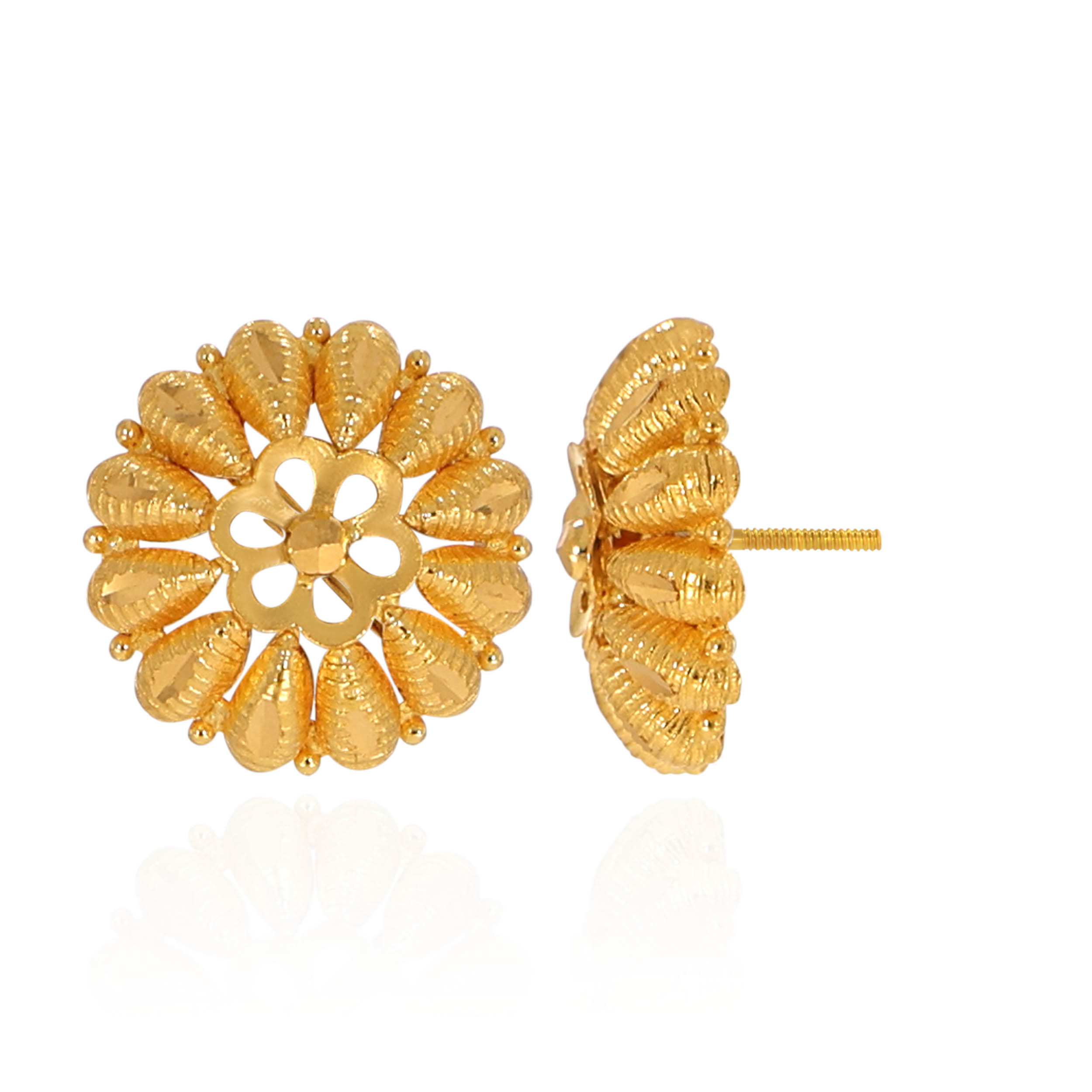 Sunburst Bloom Gold Studs - Senco Gold and Diamonds