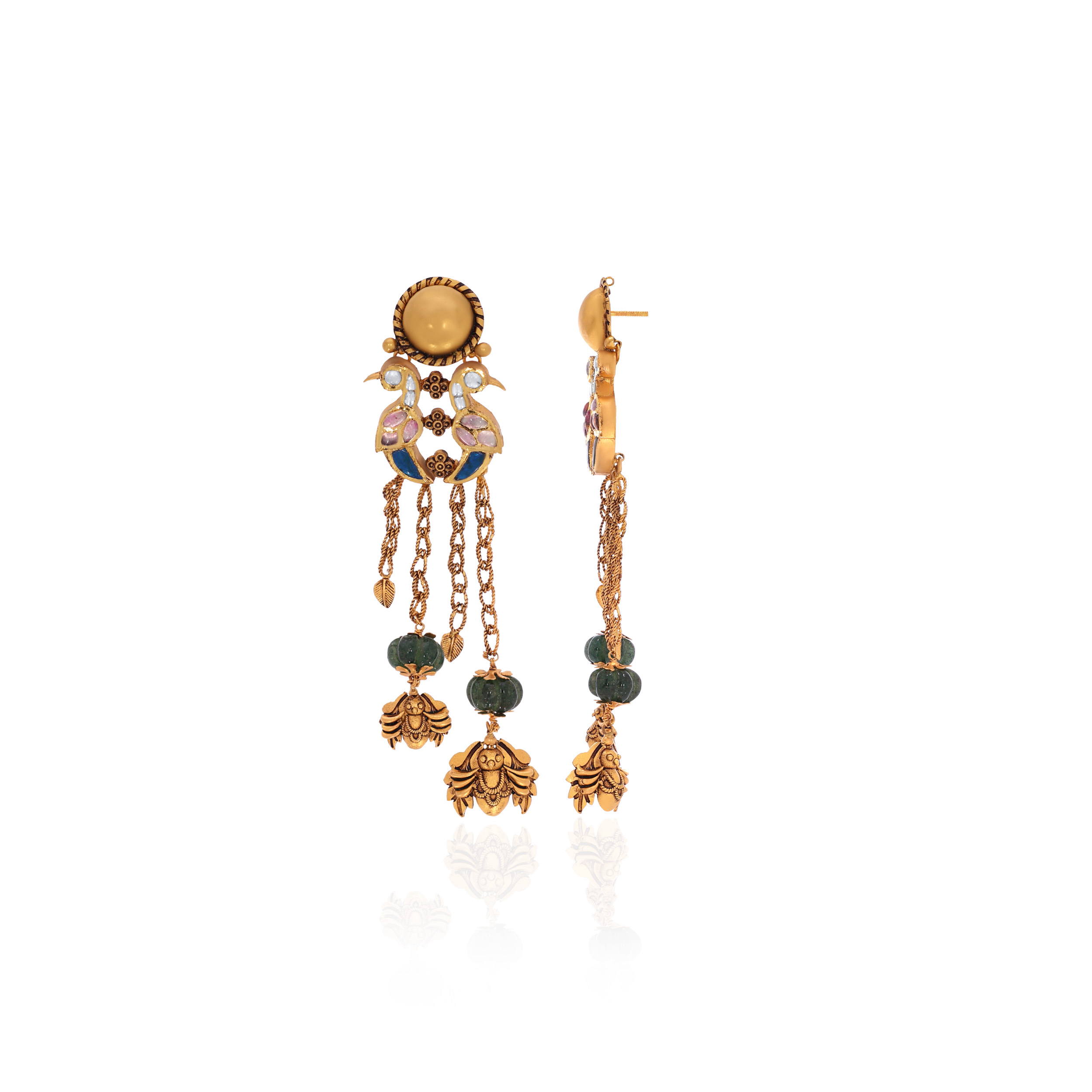 22K Yellow Gold Kundan Drop Earrings-GPGN-D000788457 - Senco Gold and Diamonds