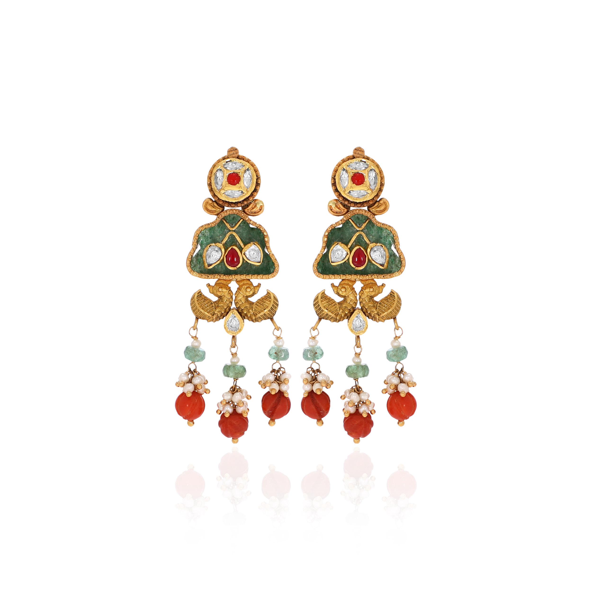 22K Yellow Gold Kundan Earrings-GPGN-D000782904 - Senco Gold and Diamonds