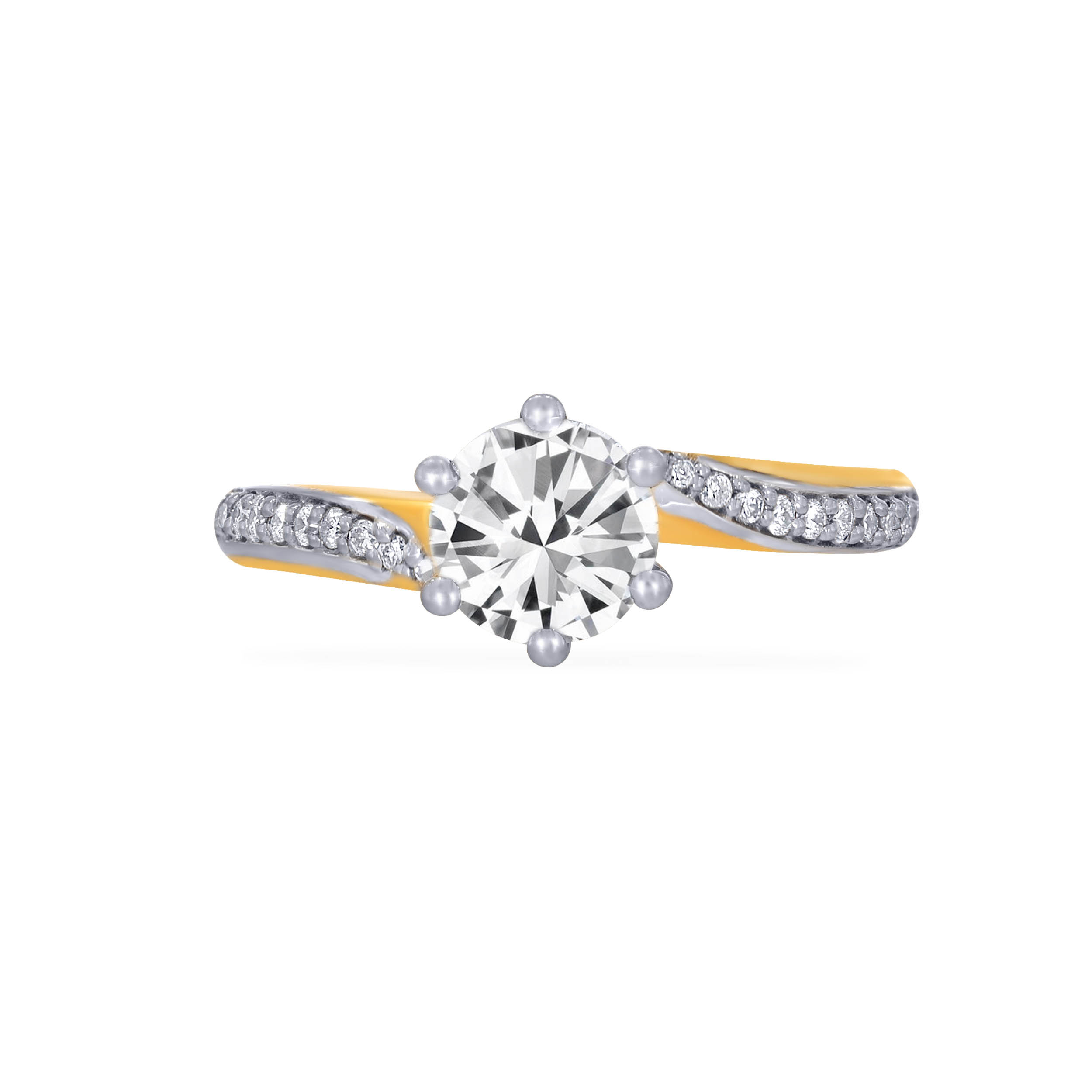 Flowing Sparkle Solitaire Ring - Senco Gold and Diamonds