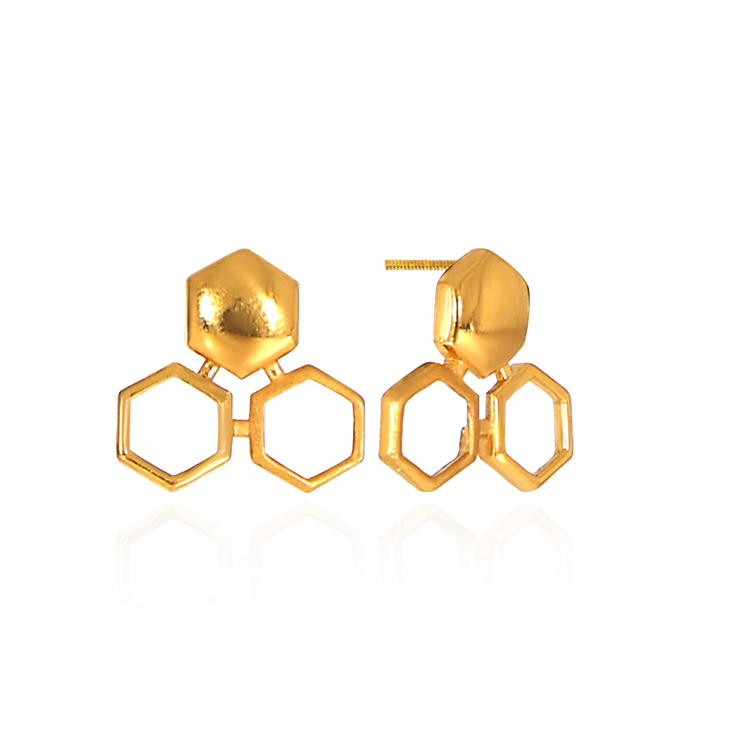 Urban Hex Gold Studs - Senco Gold and Diamonds