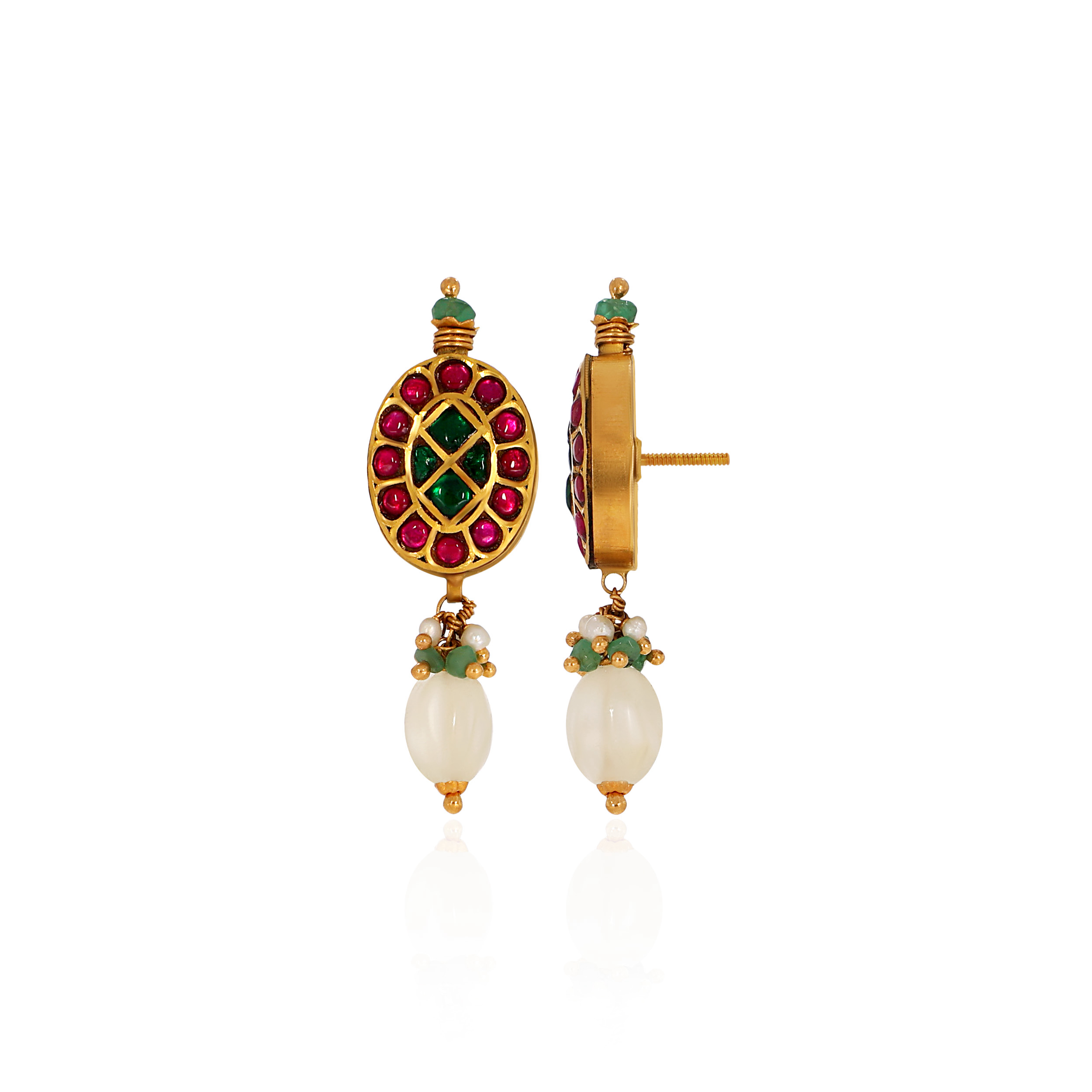 22K Yellow Gold Kundan Earrings-GPGN-D000788456 - Senco Gold and Diamonds