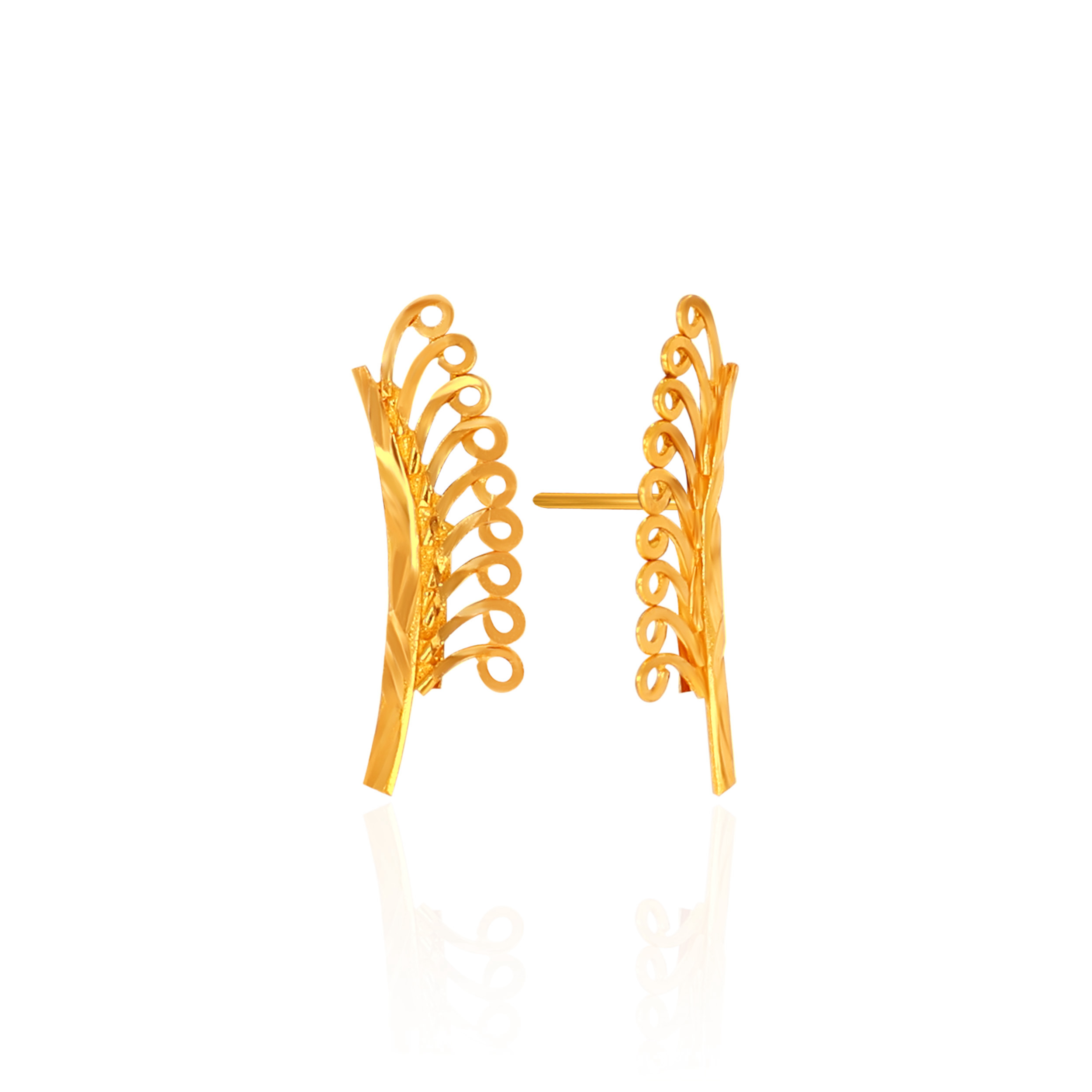 Artsy Arc Fern Gold Studs - Senco Gold and Diamonds
