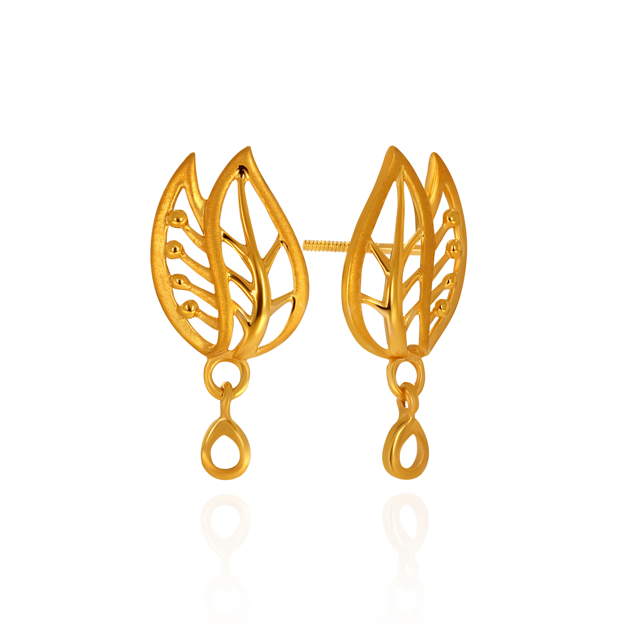 Leaf Silhouette Gold Drop Earrings - Senco Gold and Diamonds