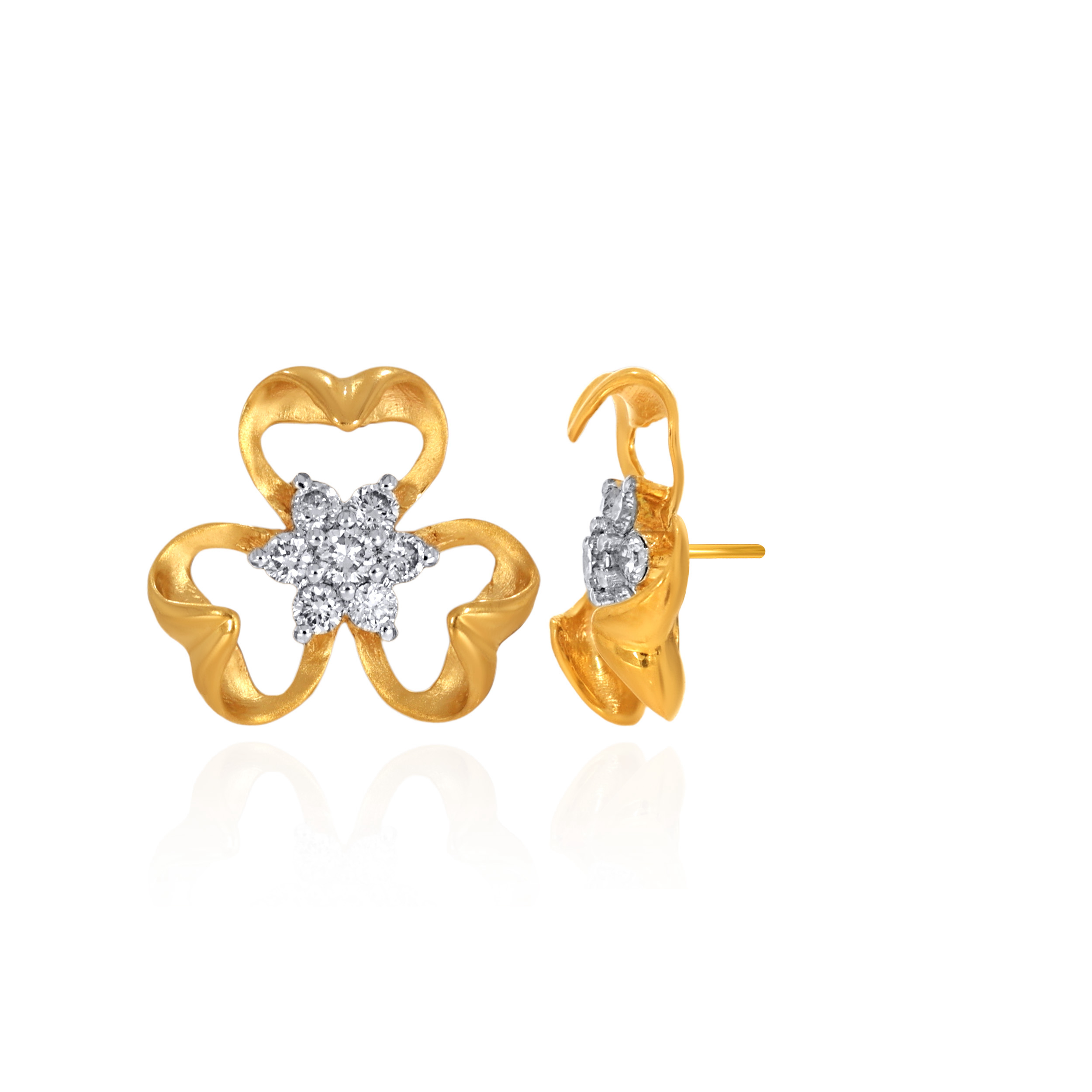 Clover Gleam Diamond Studs - Senco Gold and Diamonds