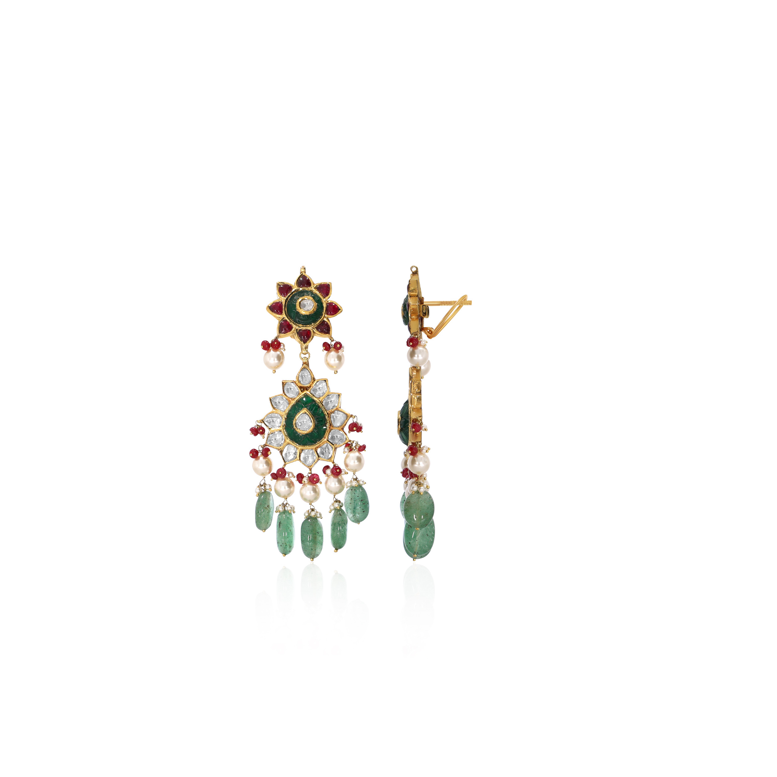 Bridal Bliss Gold Kundan Danglers - Senco Gold and Diamonds