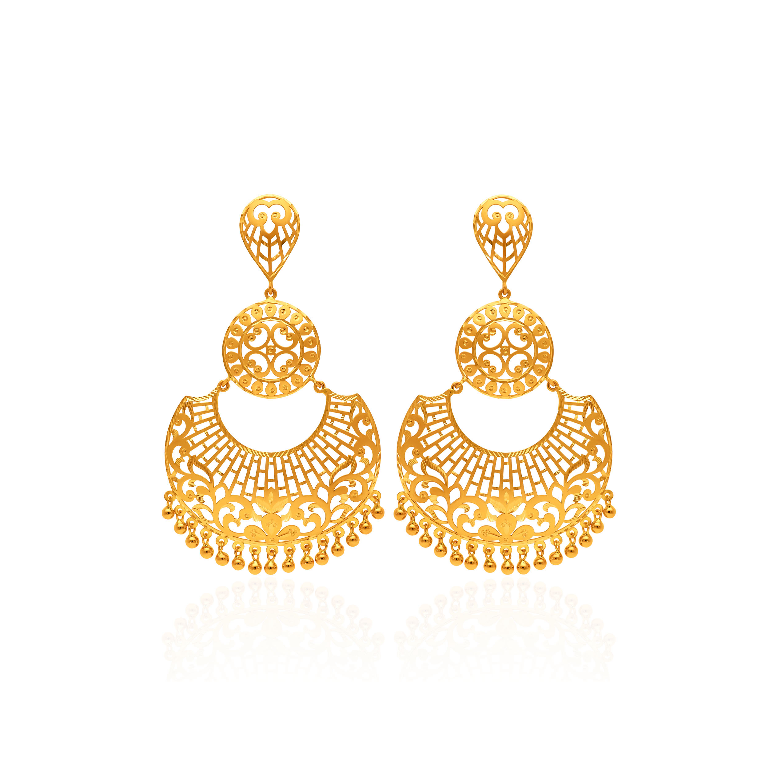 Imperial Poise Gold Chand Bali Earrings - Senco Gold and Diamonds