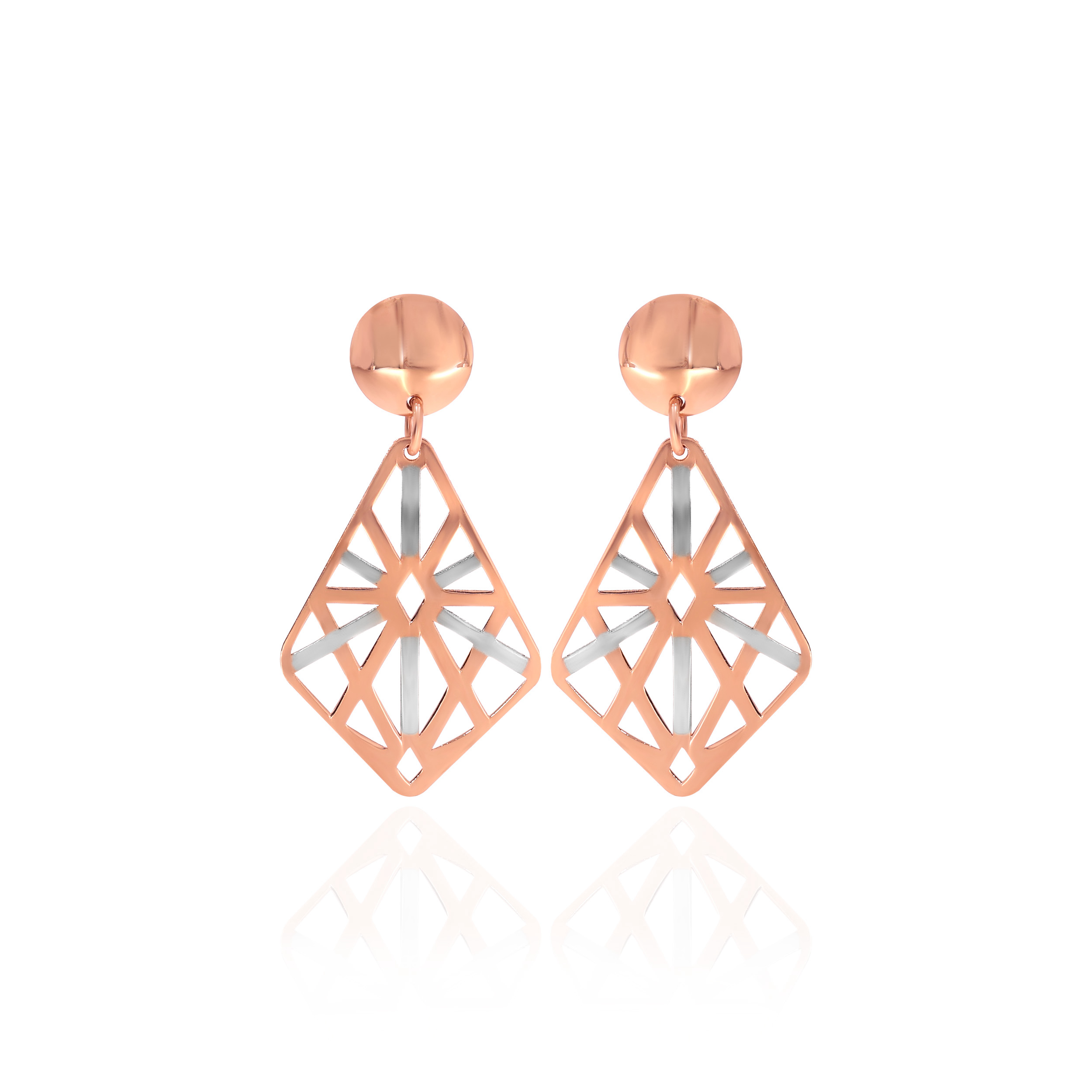 Sleek Rhodium Edged Gold Drop Earrings - Senco Gold and Diamonds
