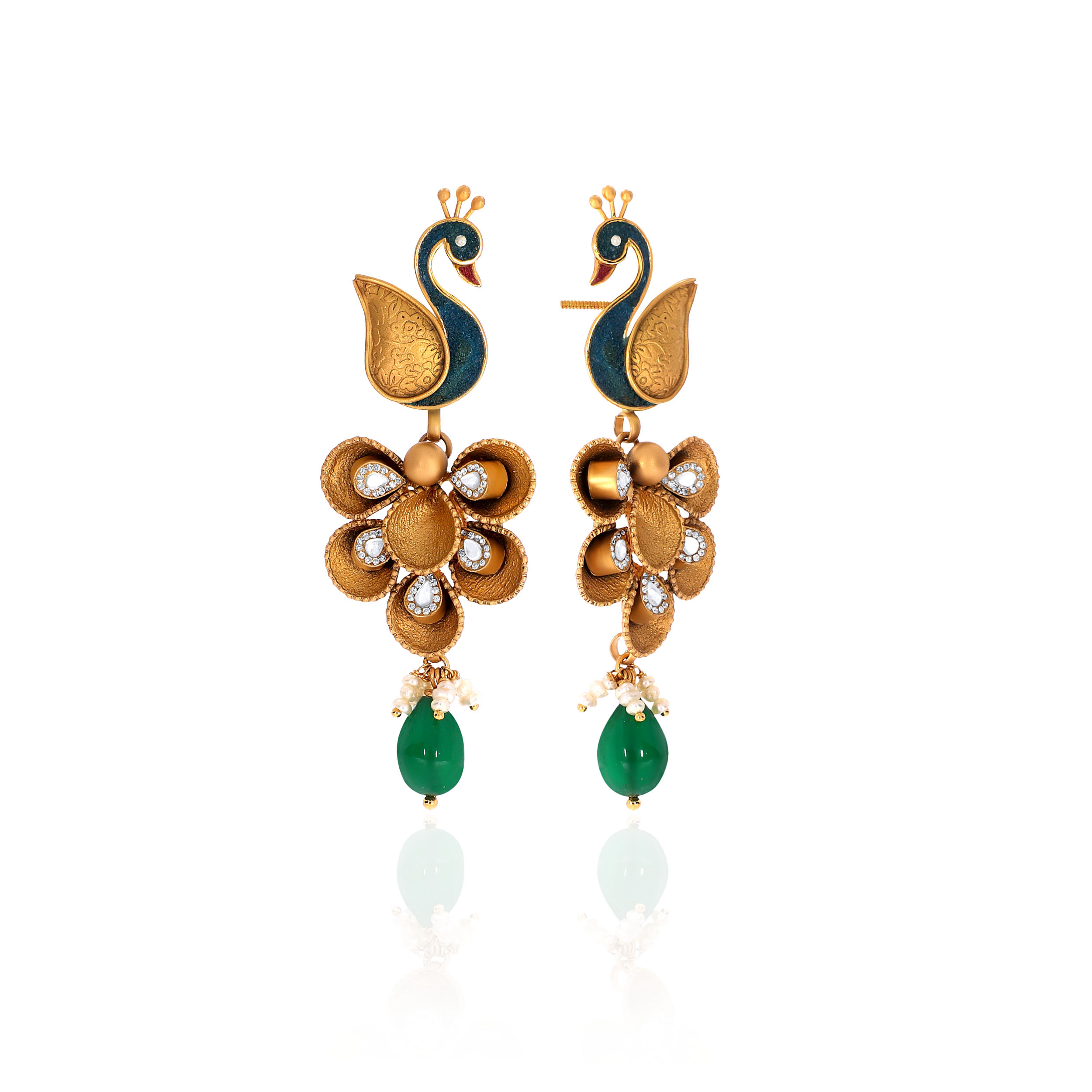 22K Yellow Gold Kundan Drop Earrings-GPNGP-D000765140 - Senco Gold and Diamonds