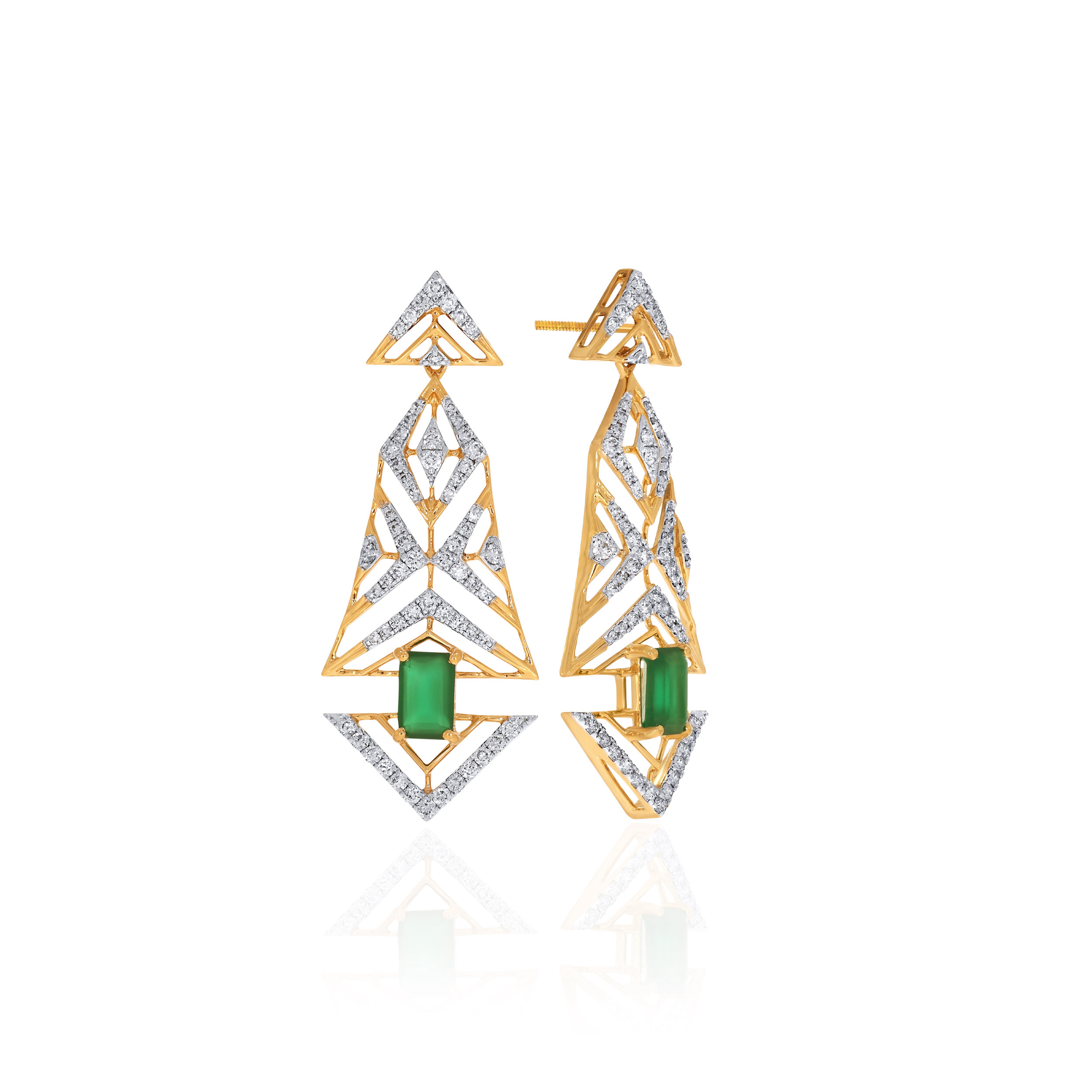 14K Yellow Gold Diamond Drop Earrings-DTGN-D000753295 - Senco Gold and Diamonds
