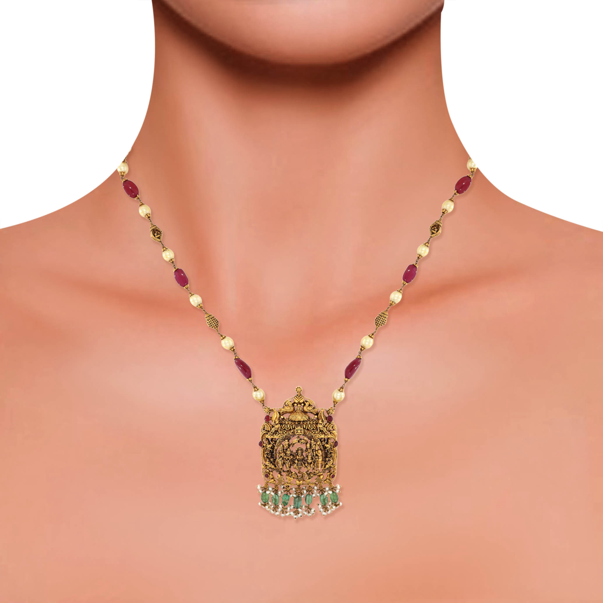 Artsy Temple Antique Gold Necklace - Senco Gold and Diamonds