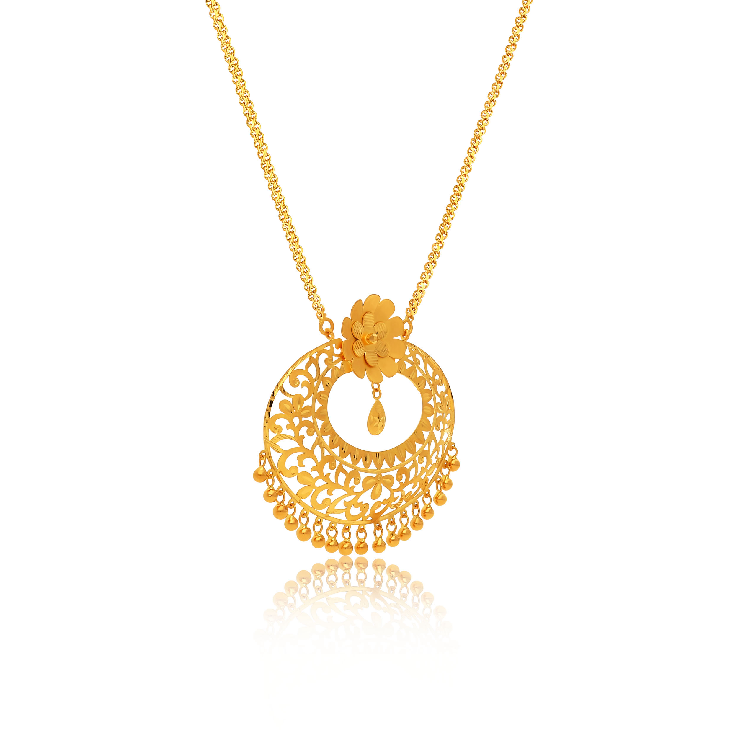 Ornella Filigree Gold Chain Pendant - Senco Gold and Diamonds