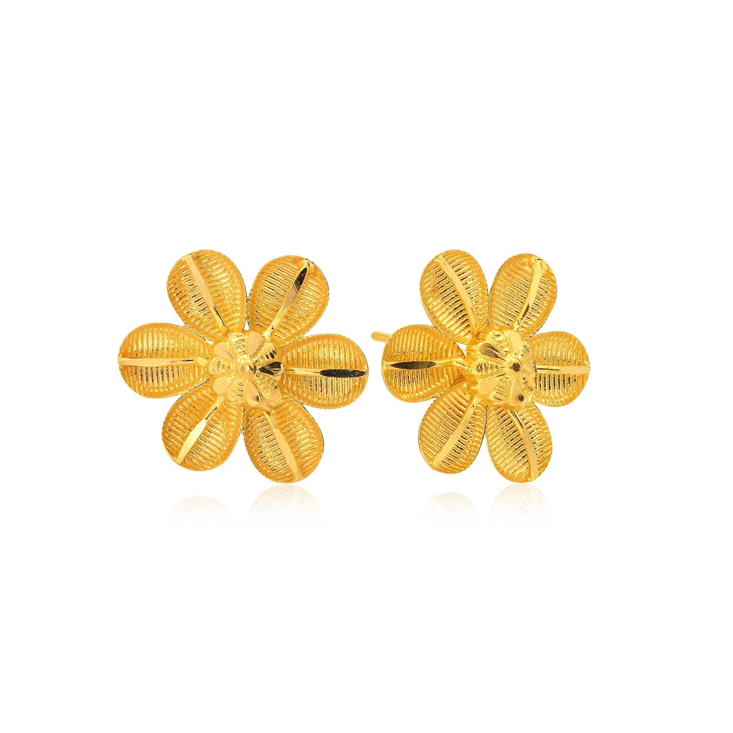 Leafy Petals Gold Studs - Senco Gold and Diamonds