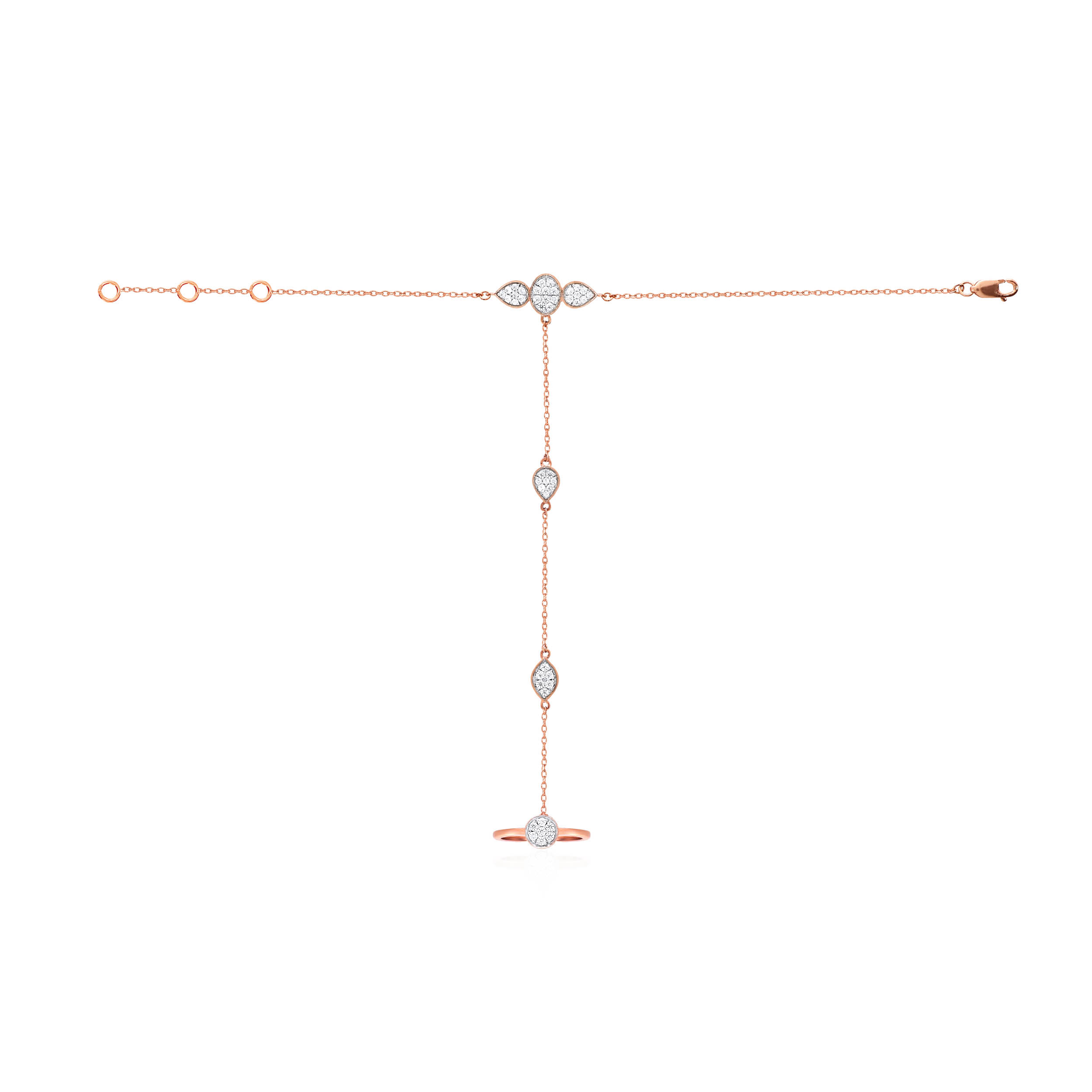 Serene Droplets Diamond Haathphool Bracelet - Senco Gold and Diamonds