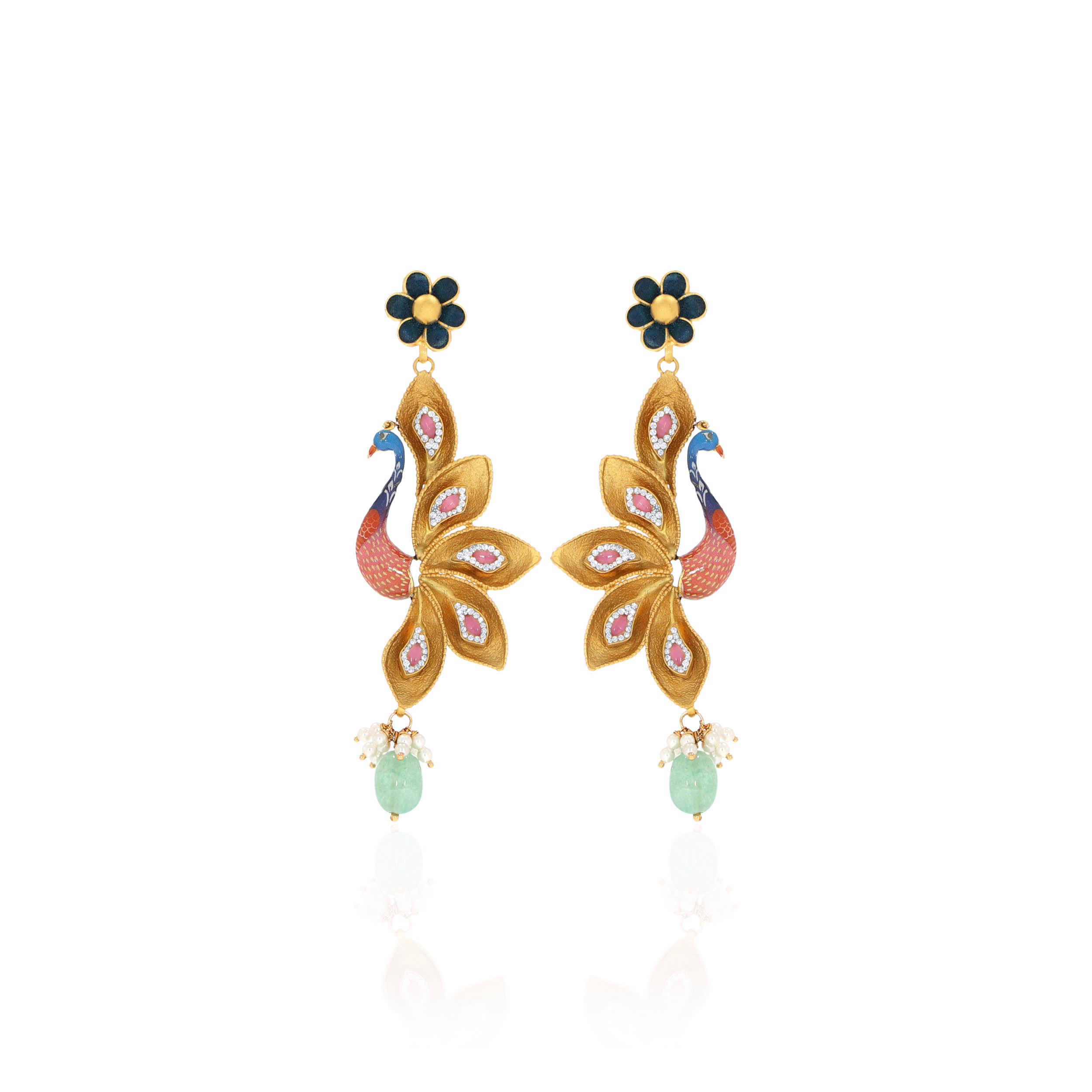 22K Yellow Gold Antique Kundan Drop Earrings-GPGN-D000769780 - Senco Gold and Diamonds