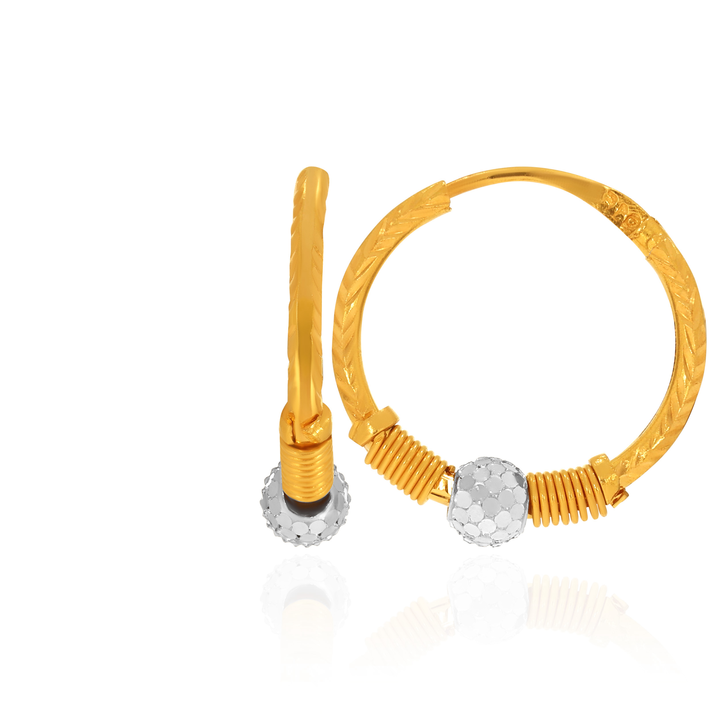 Fusion Charm Gold Hoop Earrings - Senco Gold and Diamonds