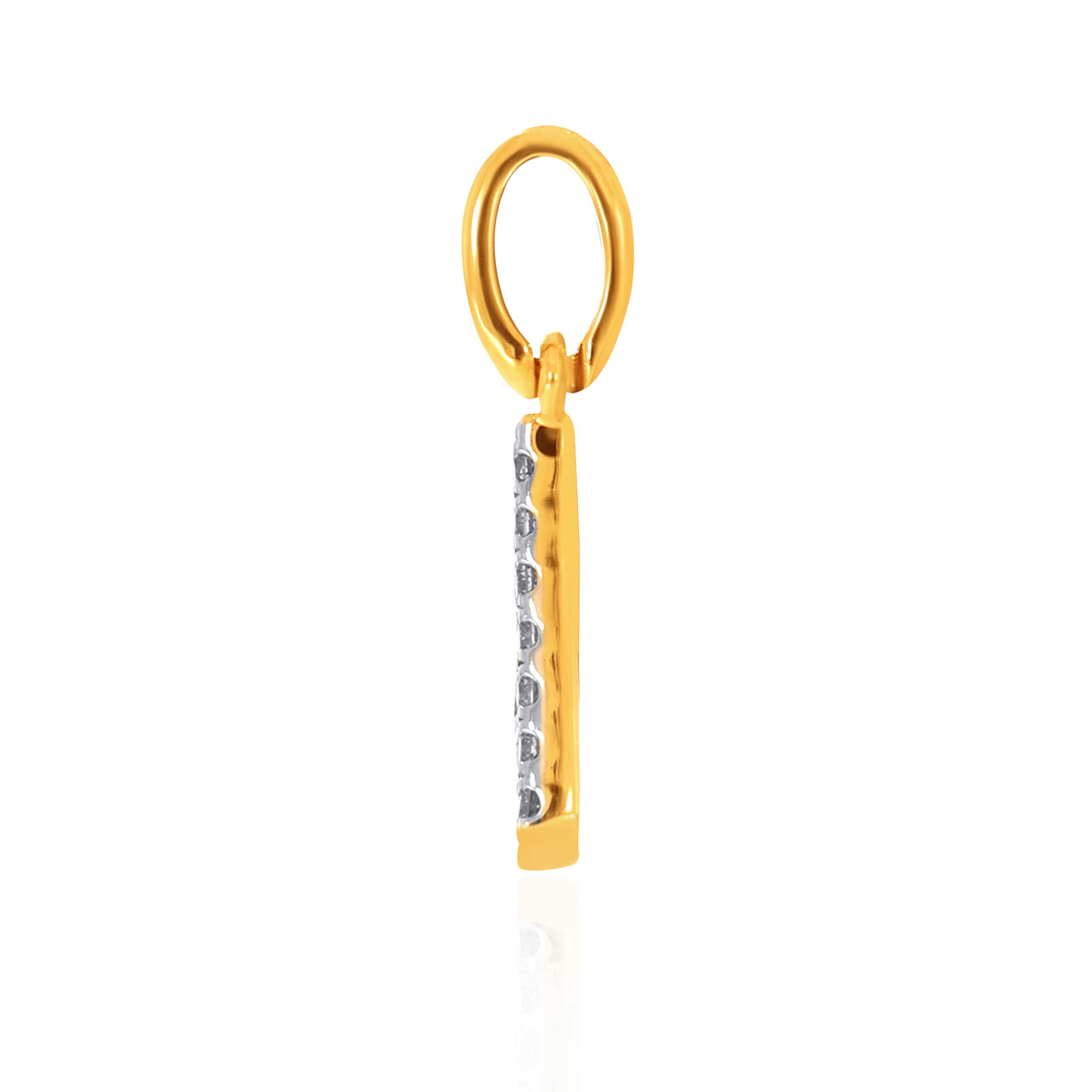 18K Yellow Gold V Alphabet Diamond Pendant-DPN-D000748605 - Senco Gold and Diamonds