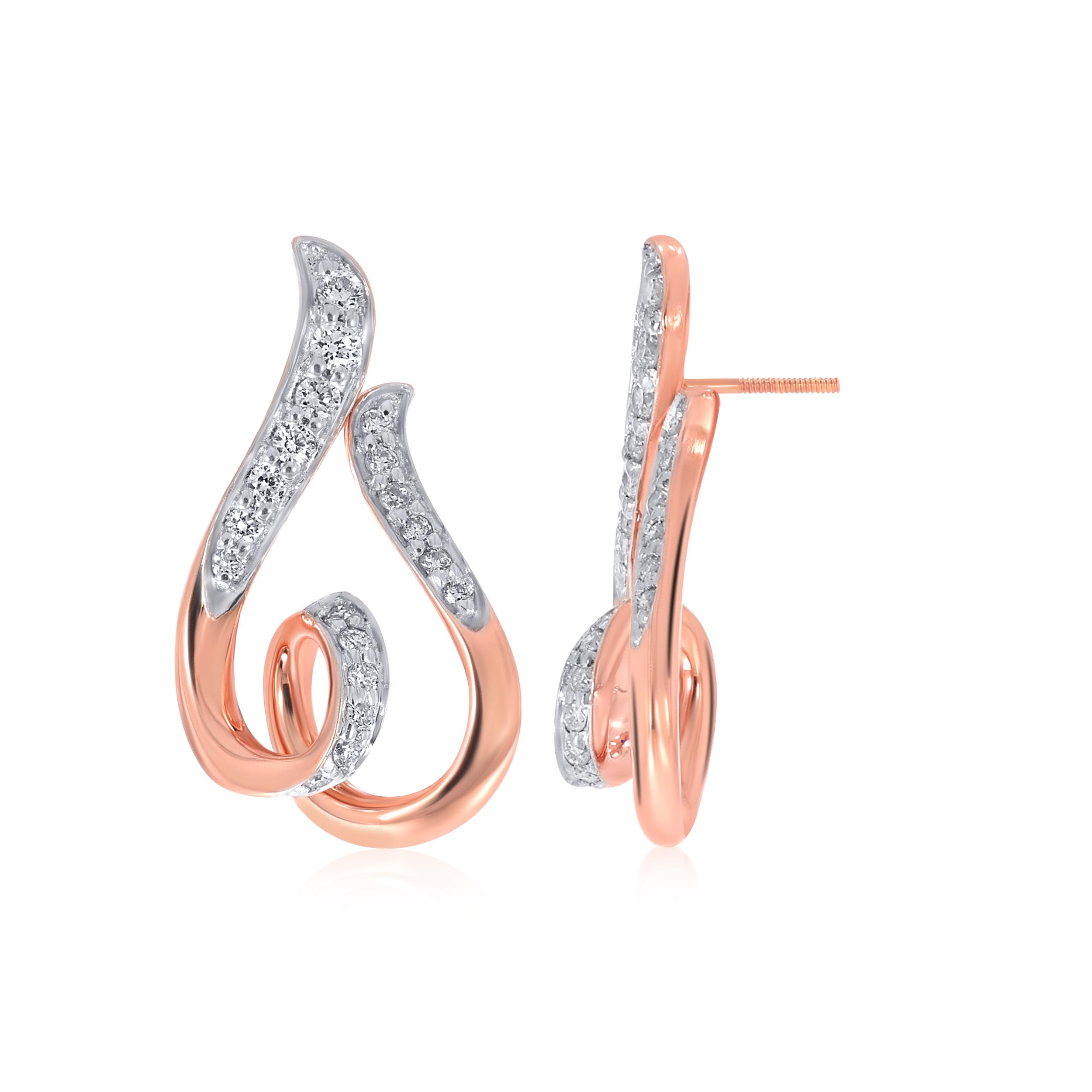 Swirled Sweetheart Diamond Studs - Senco Gold and Diamonds