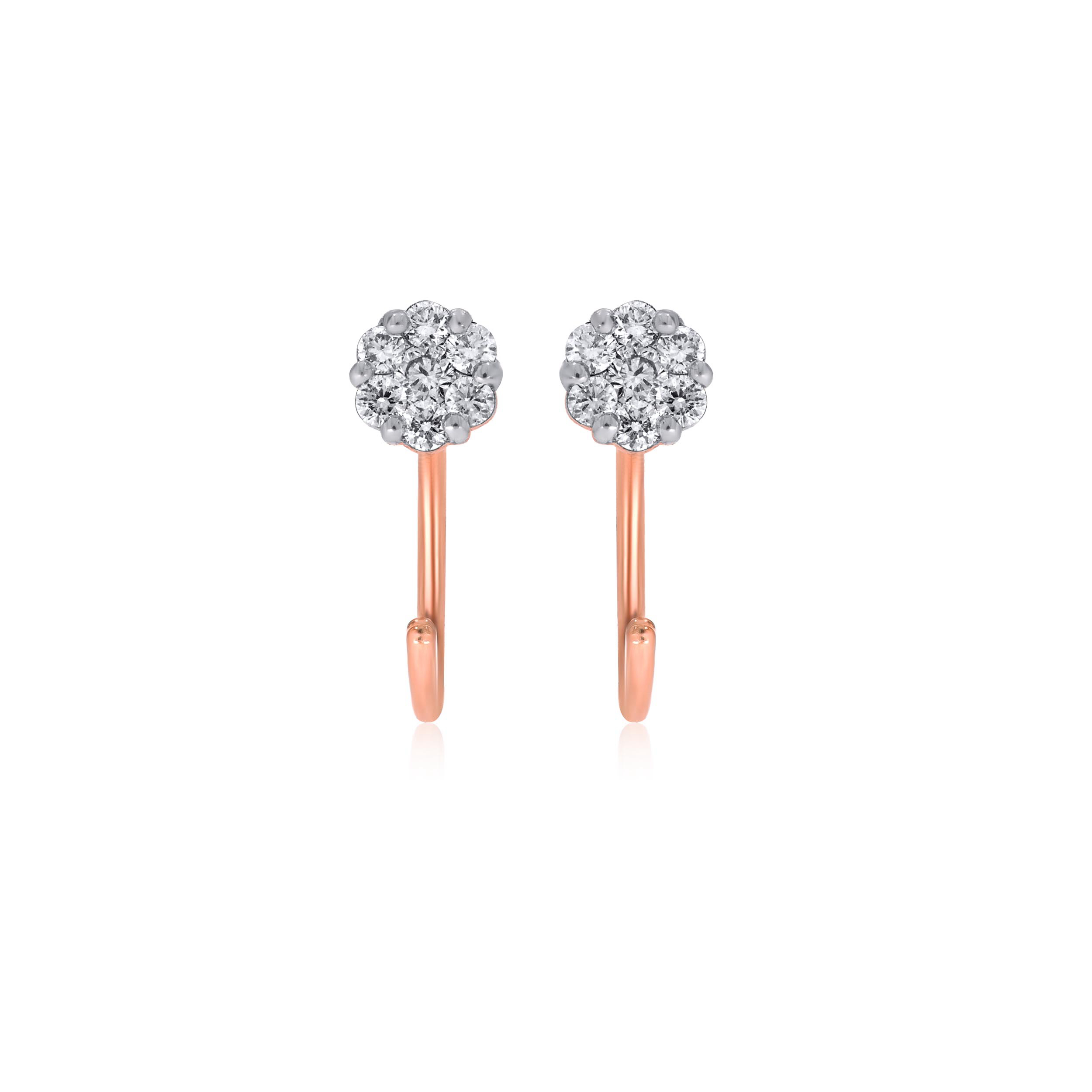 Rosy Floral Diamond Ear Cuffs - Senco Gold and Diamonds