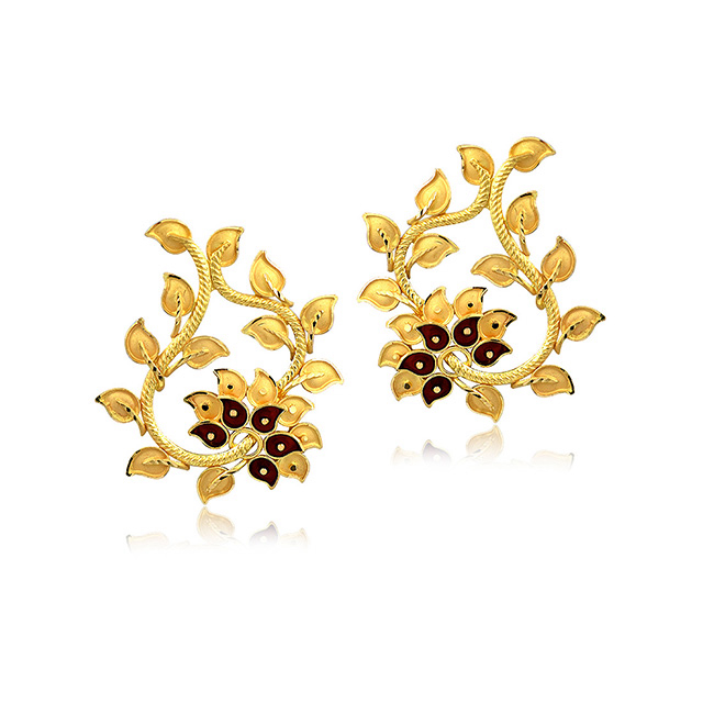 Floral Vines Gold Studs - Senco Gold and Diamonds