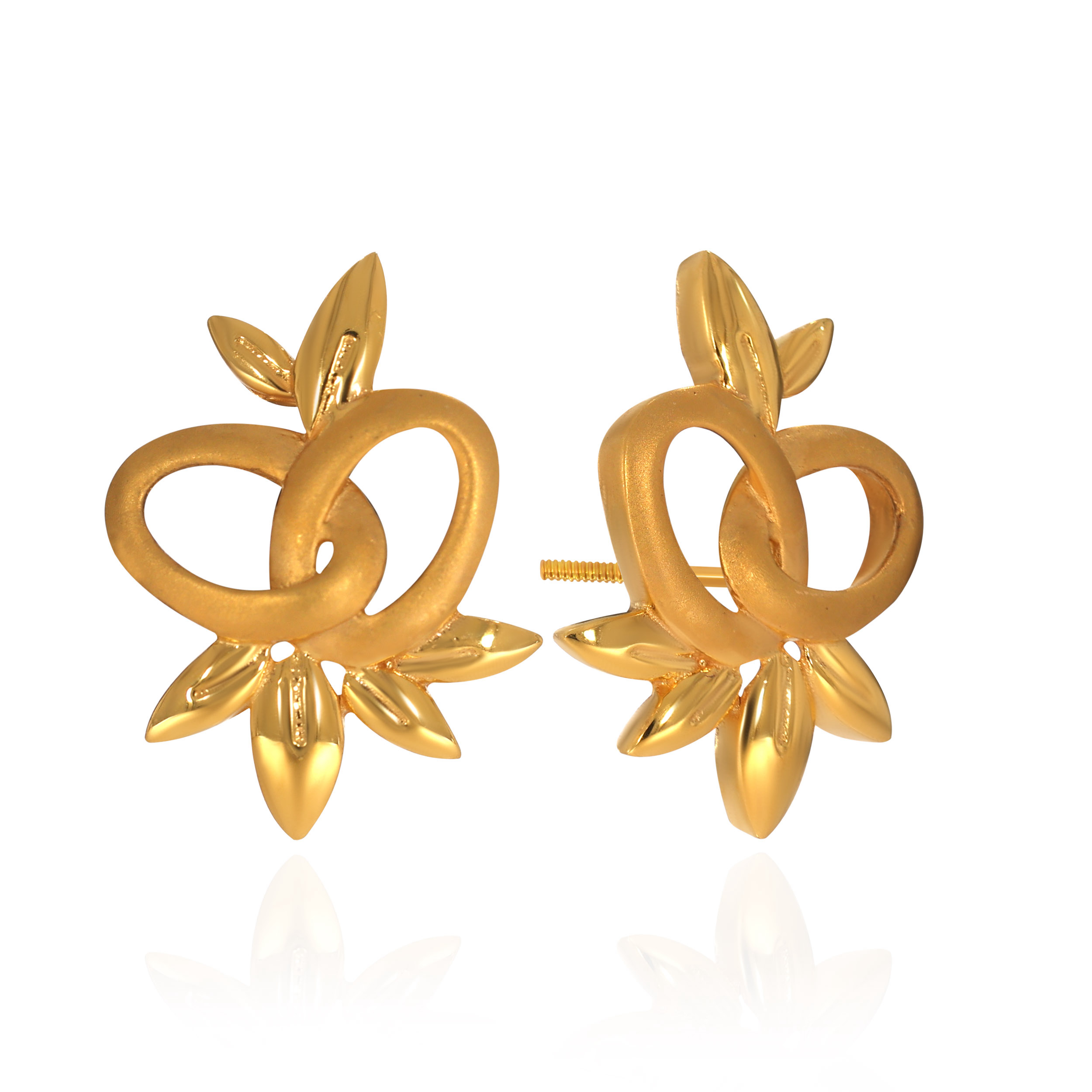 Willow Whisper Gold Studs - Senco Gold and Diamonds