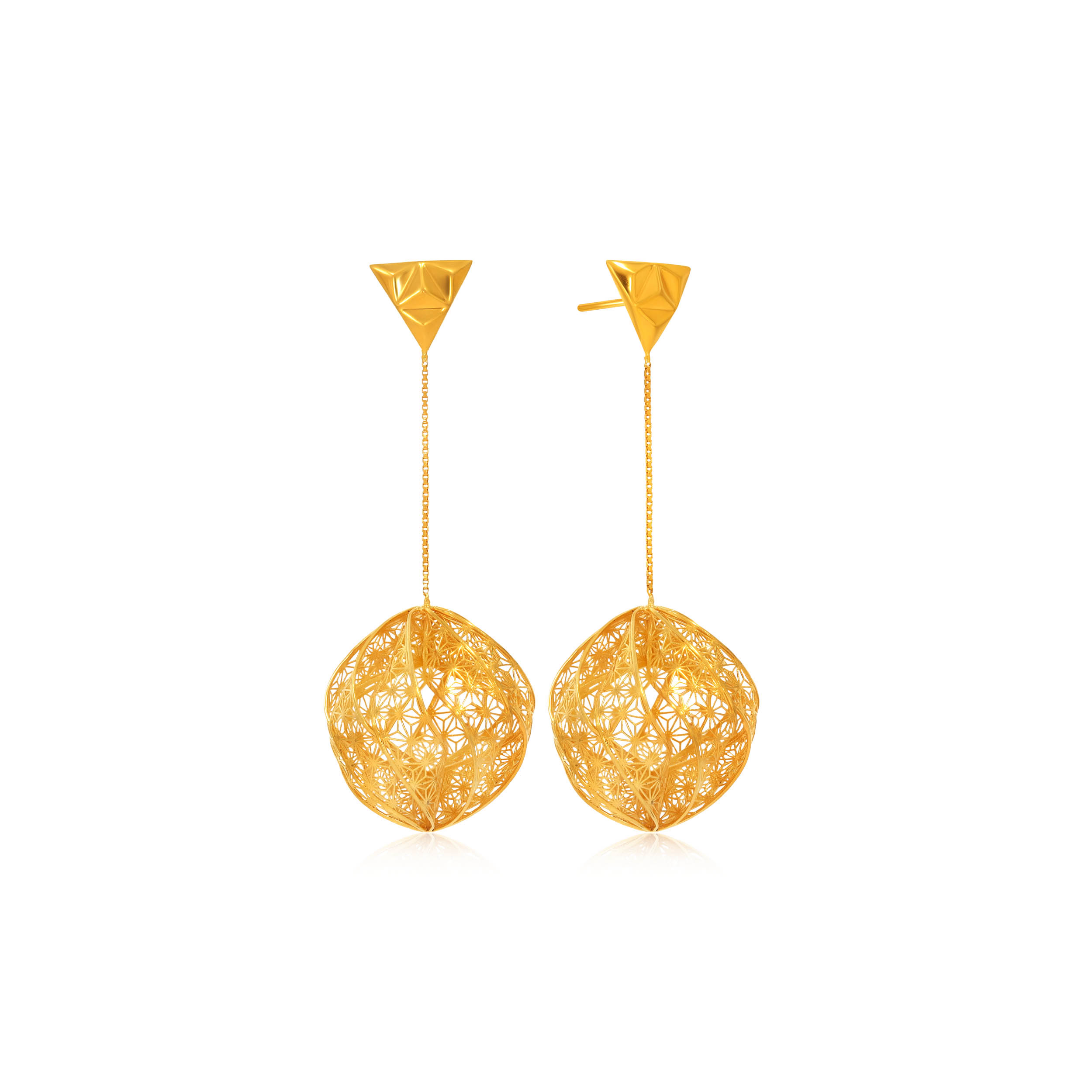 Globular Wonder Gold Long Earrings - Senco Gold and Diamonds
