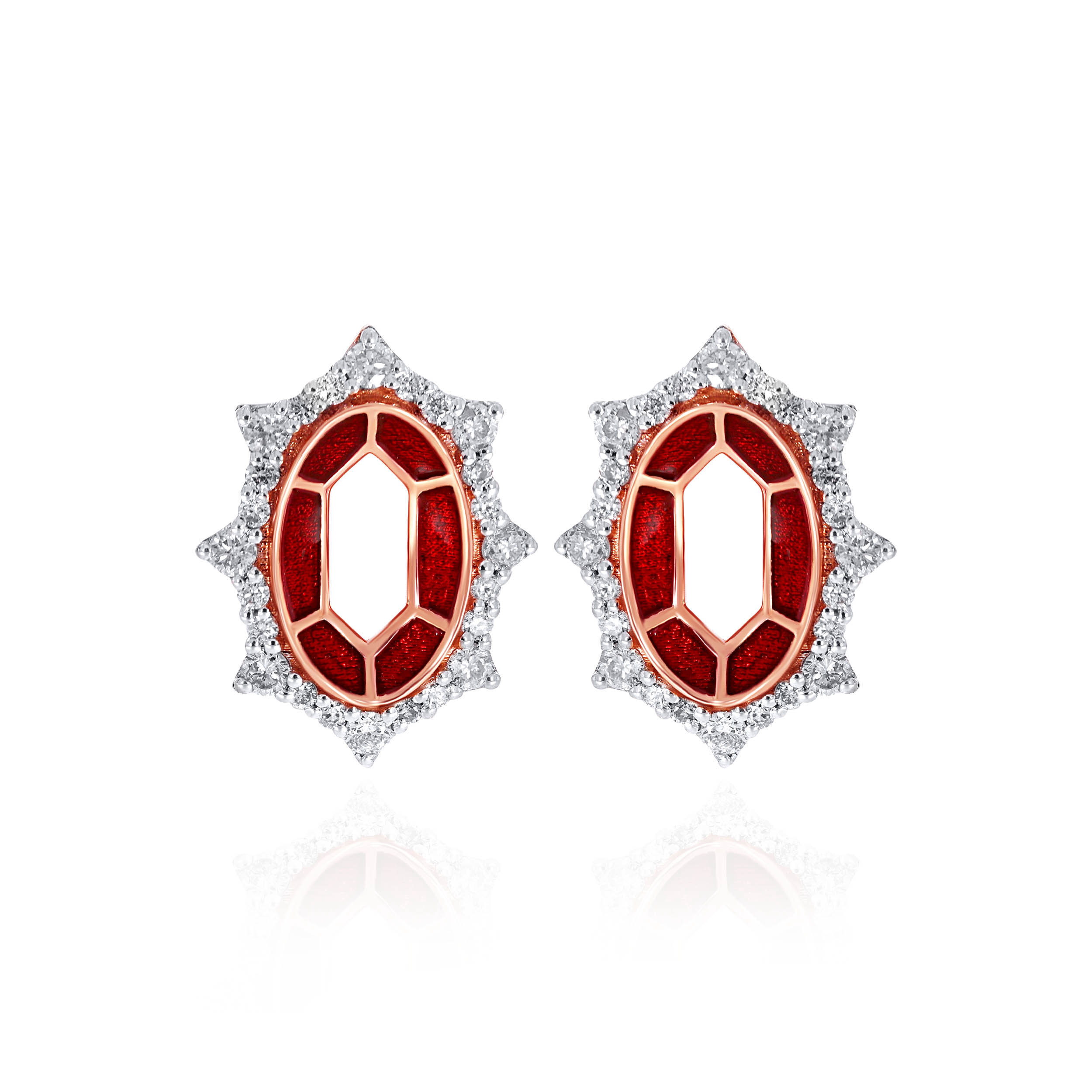 Crimson Enamel Diamond Studs - Senco Gold and Diamonds