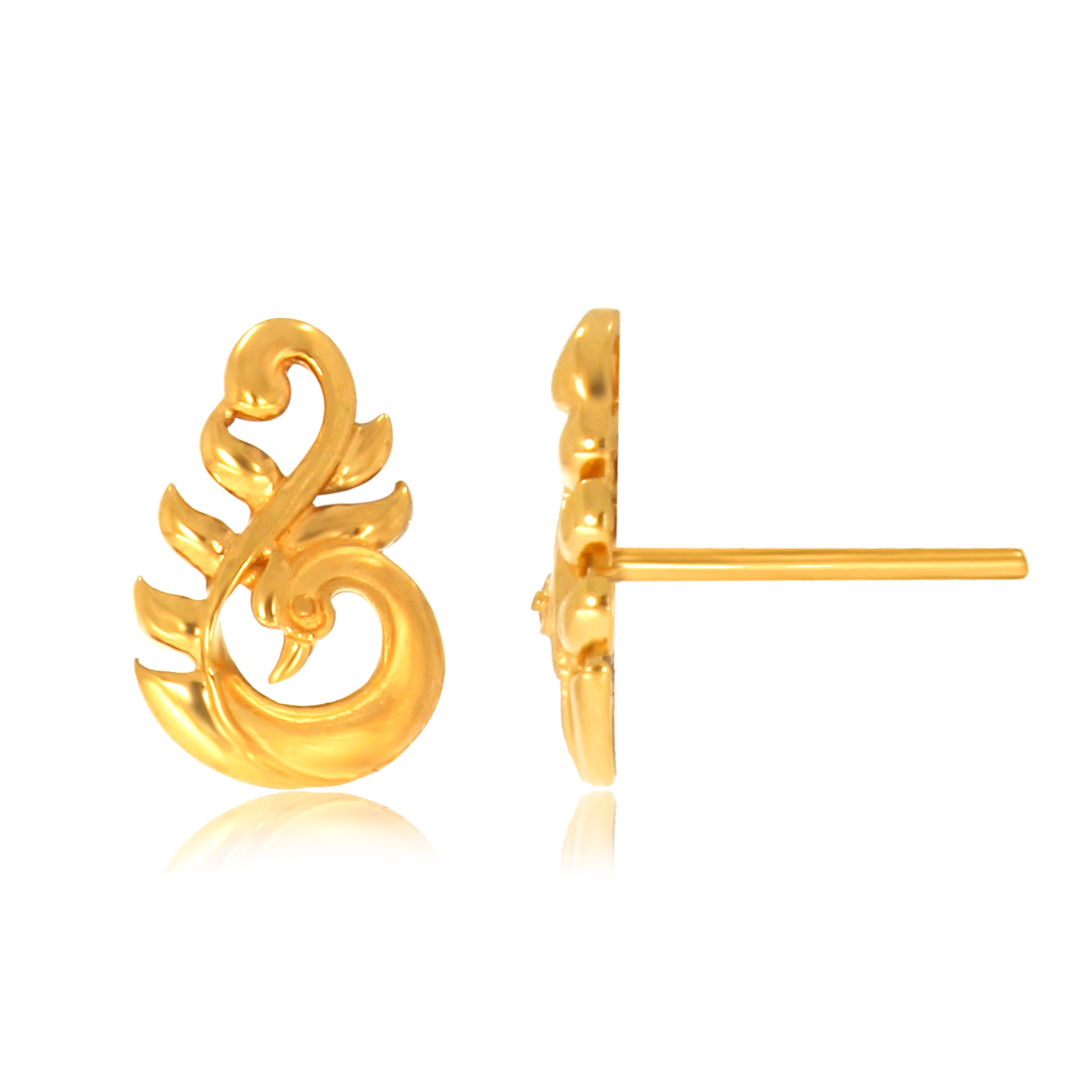 Splendid Peacock Gold Studs - Senco Gold and Diamonds