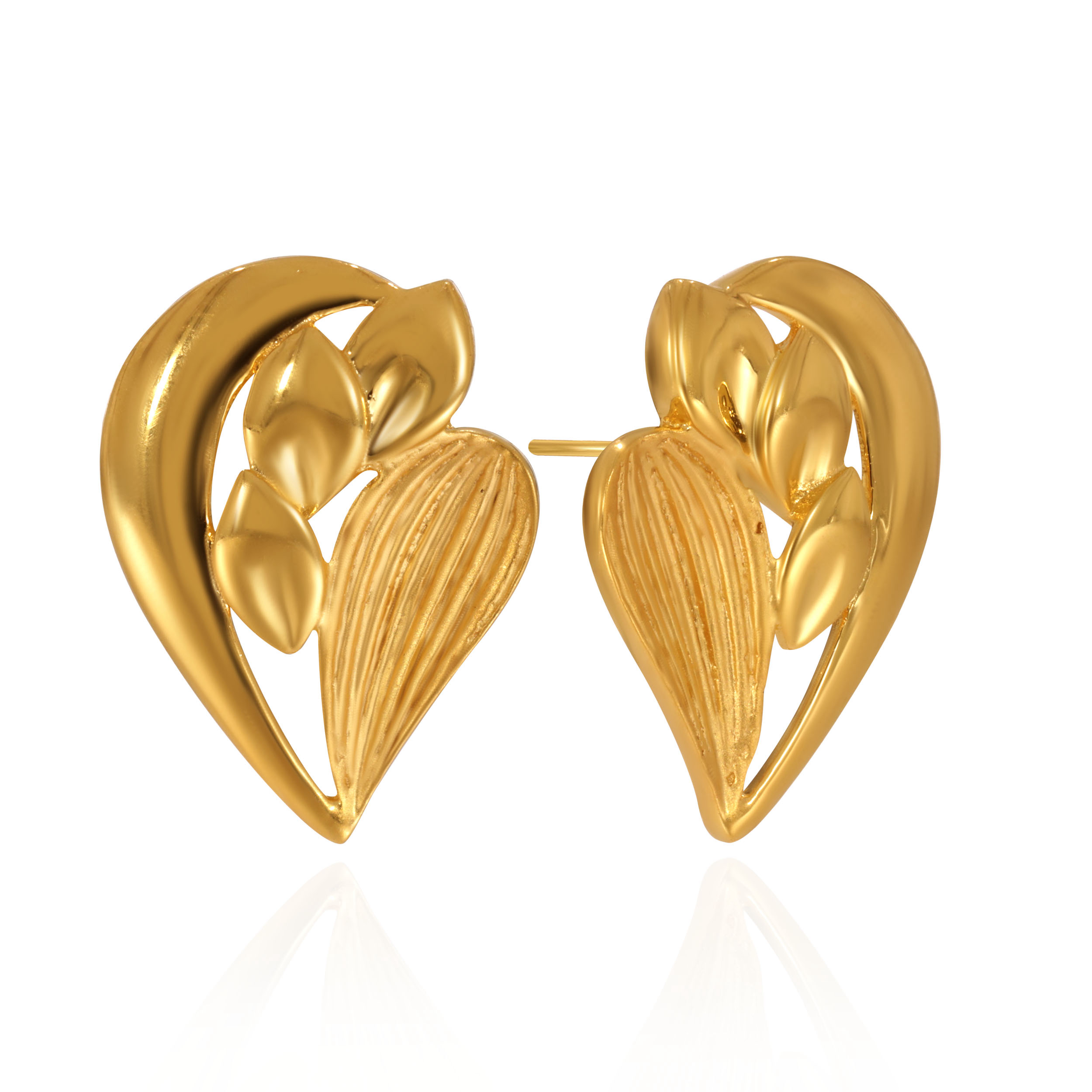 Leaflit Gleam Gold Studs - Senco Gold and Diamonds