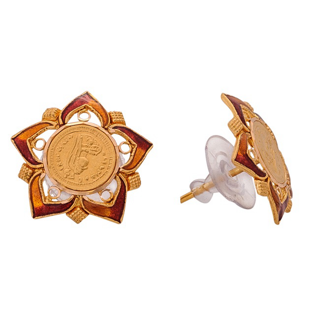 Floral Art Gold Studs - Senco Gold and Diamonds