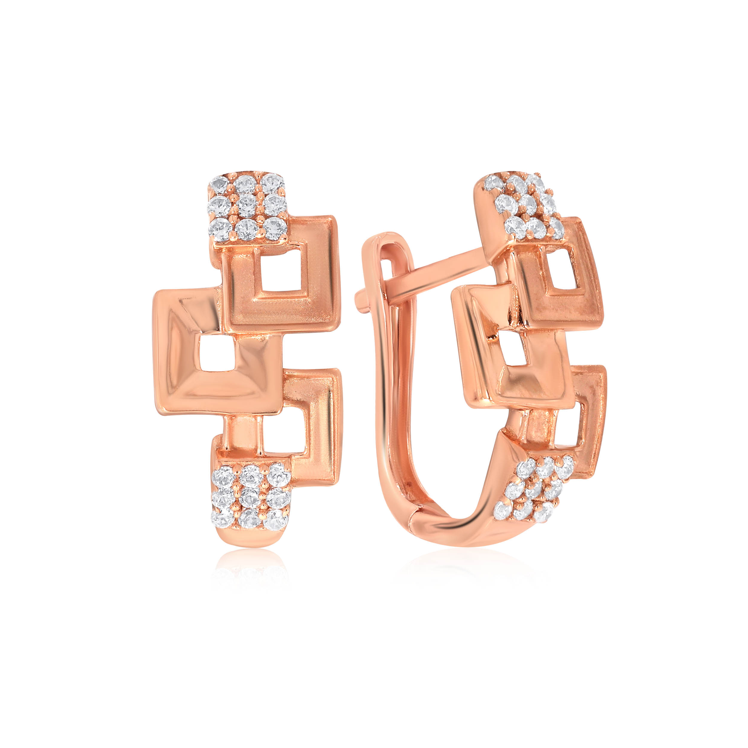 Overlapping Cubes Gold Hoop Earrings - Senco Gold and Diamonds
