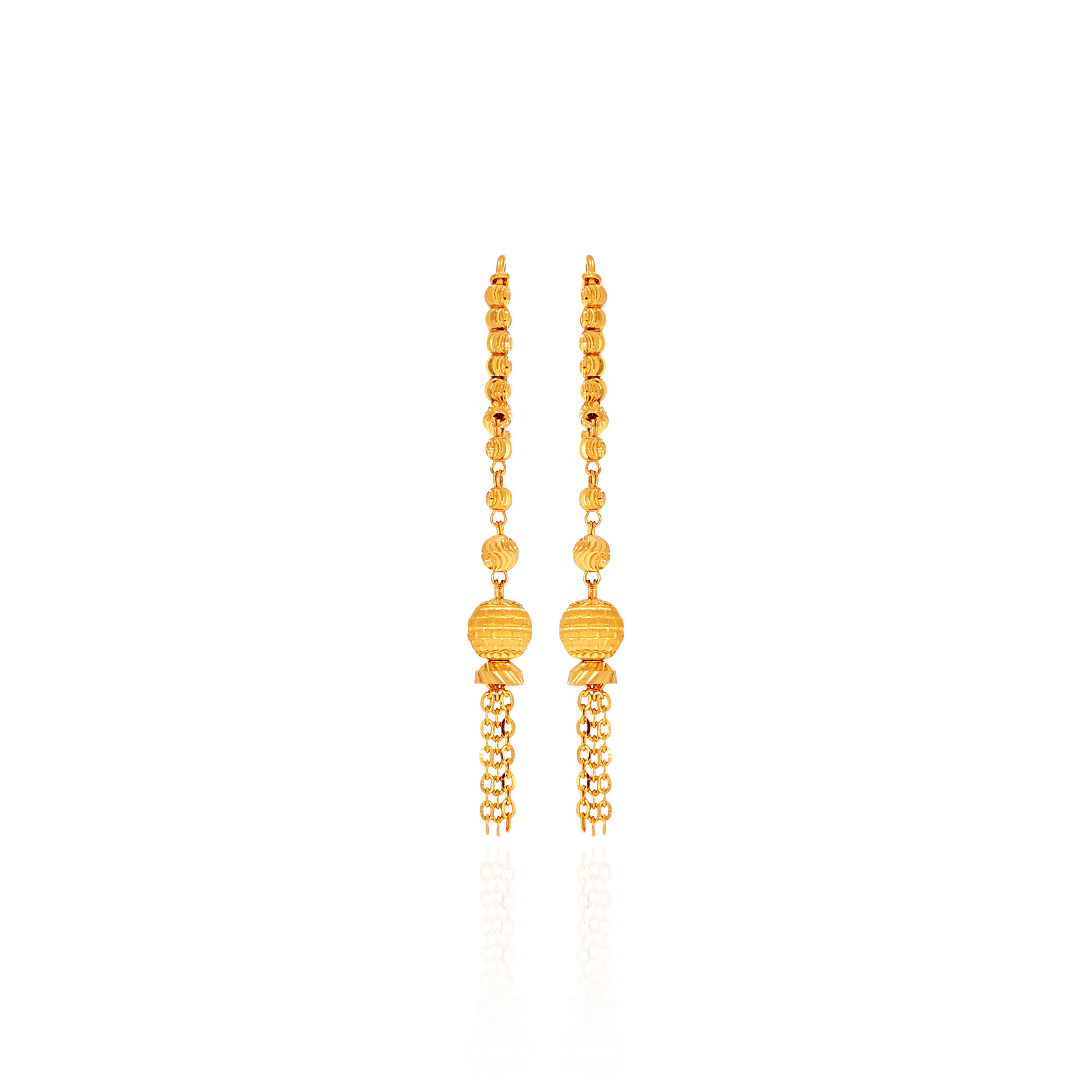 Cascading Orbs Gold Dangler Earrings - Senco Gold and Diamonds