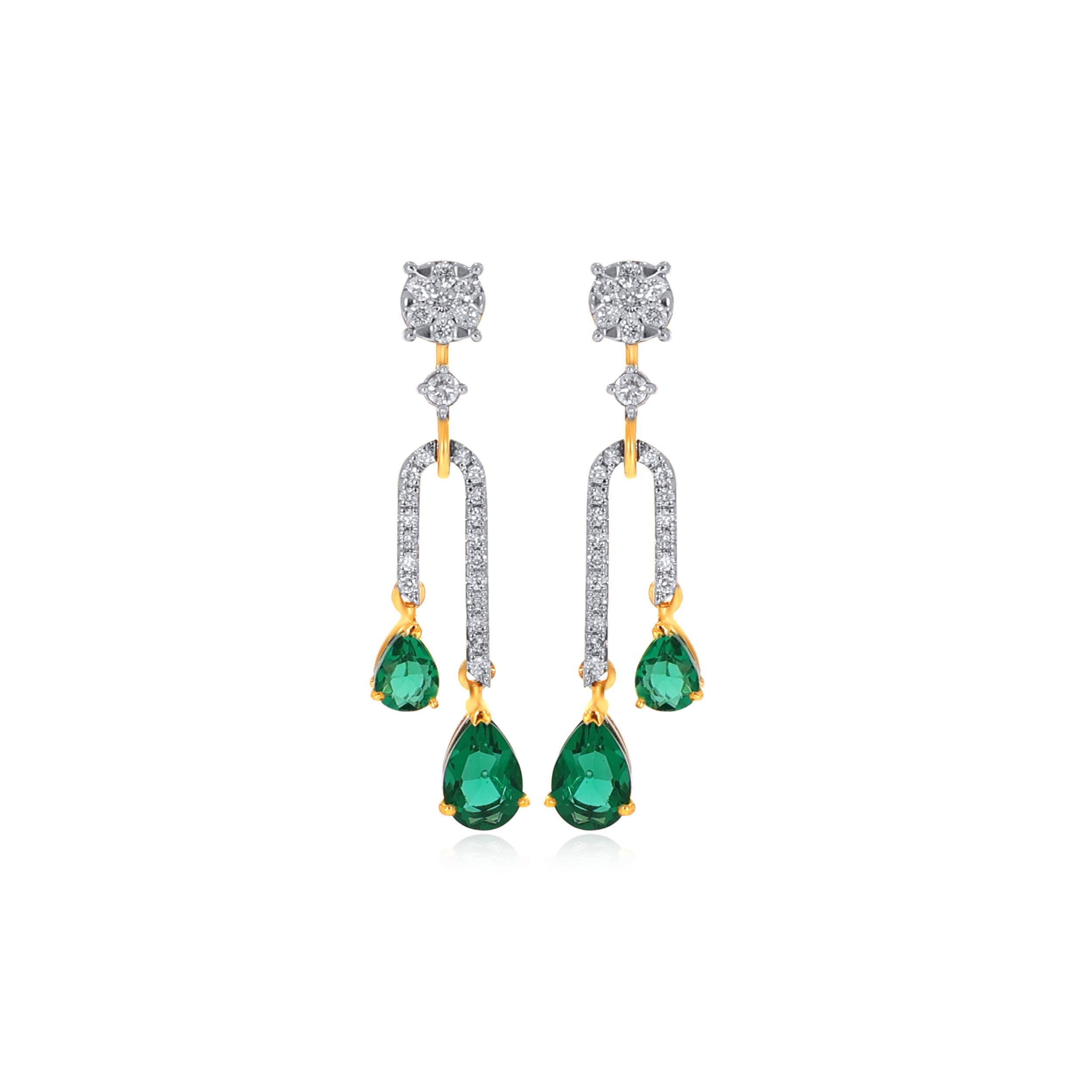 Greeny Droplet Diamond Drop Earrings - Senco Gold and Diamonds