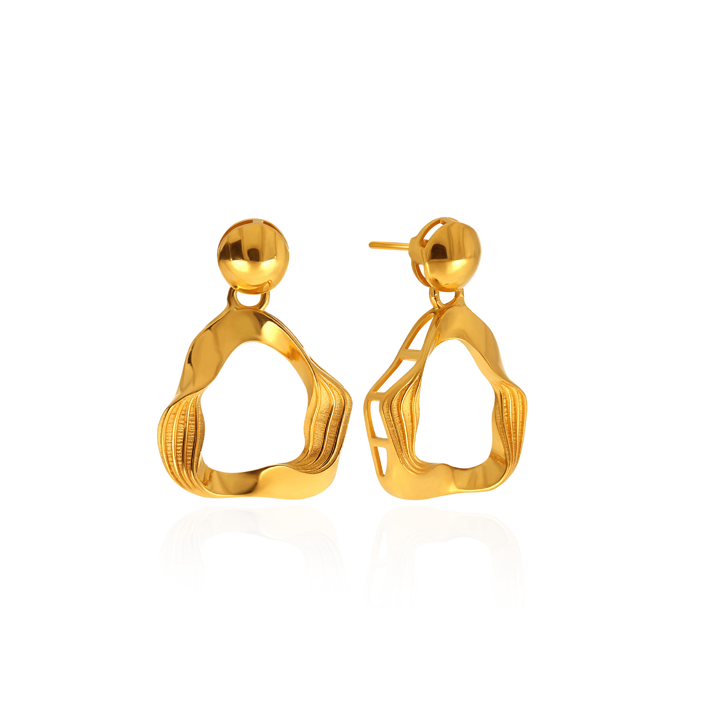 Twisted Wave Gold Drop Earrings - Senco Gold and Diamonds