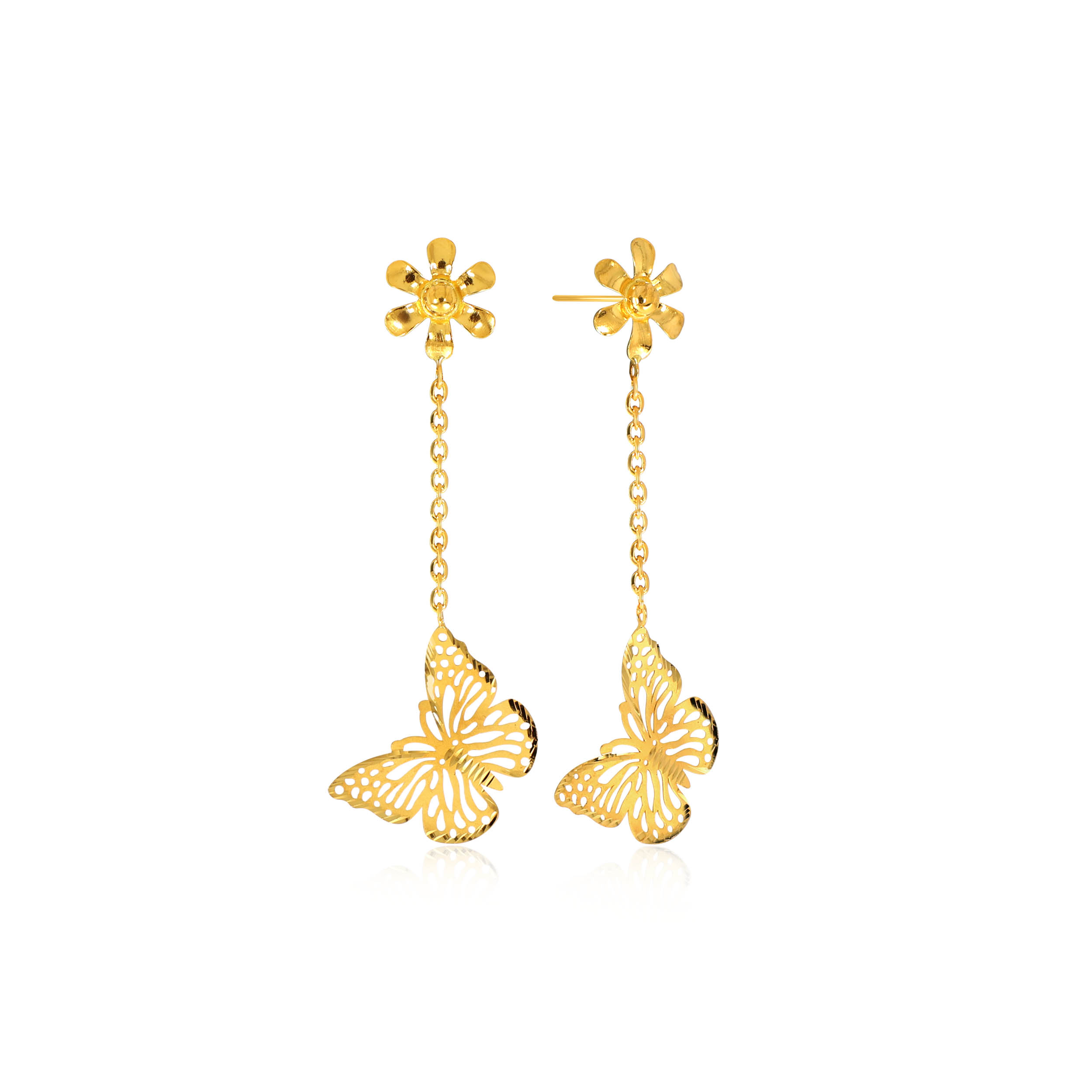 Blooming Freedom Gold Long Earrings - Senco Gold and Diamonds