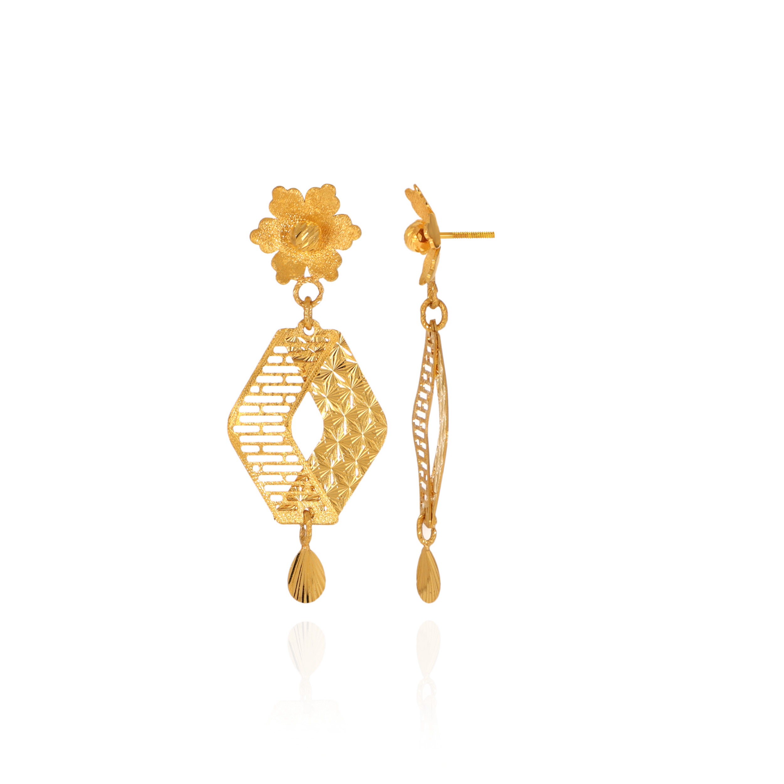 Geo Flora Festive Gold Earrings - Senco Gold and Diamonds