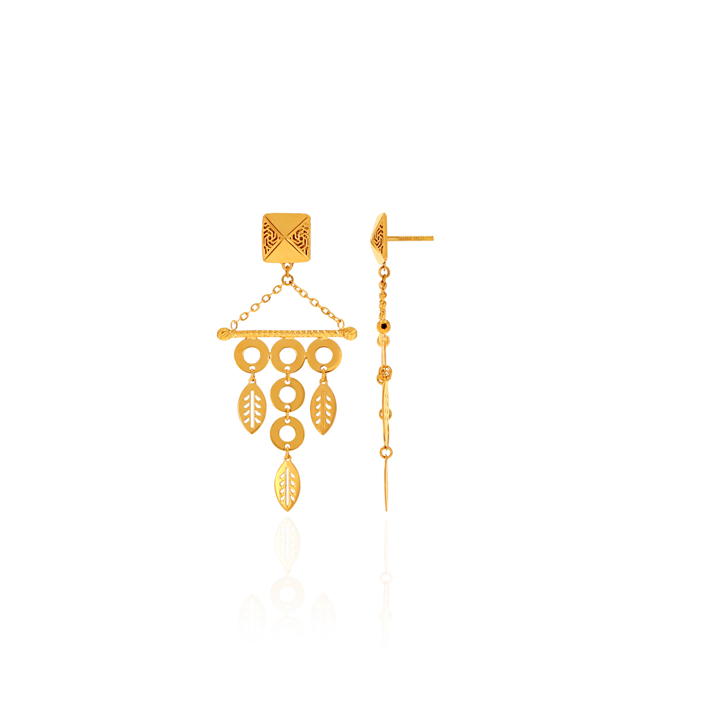 Artistic Asymmetrical Gold Earrings - Senco Gold and Diamonds