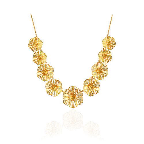 Rhythmic Floral Gold Necklace - Senco Gold and Diamonds