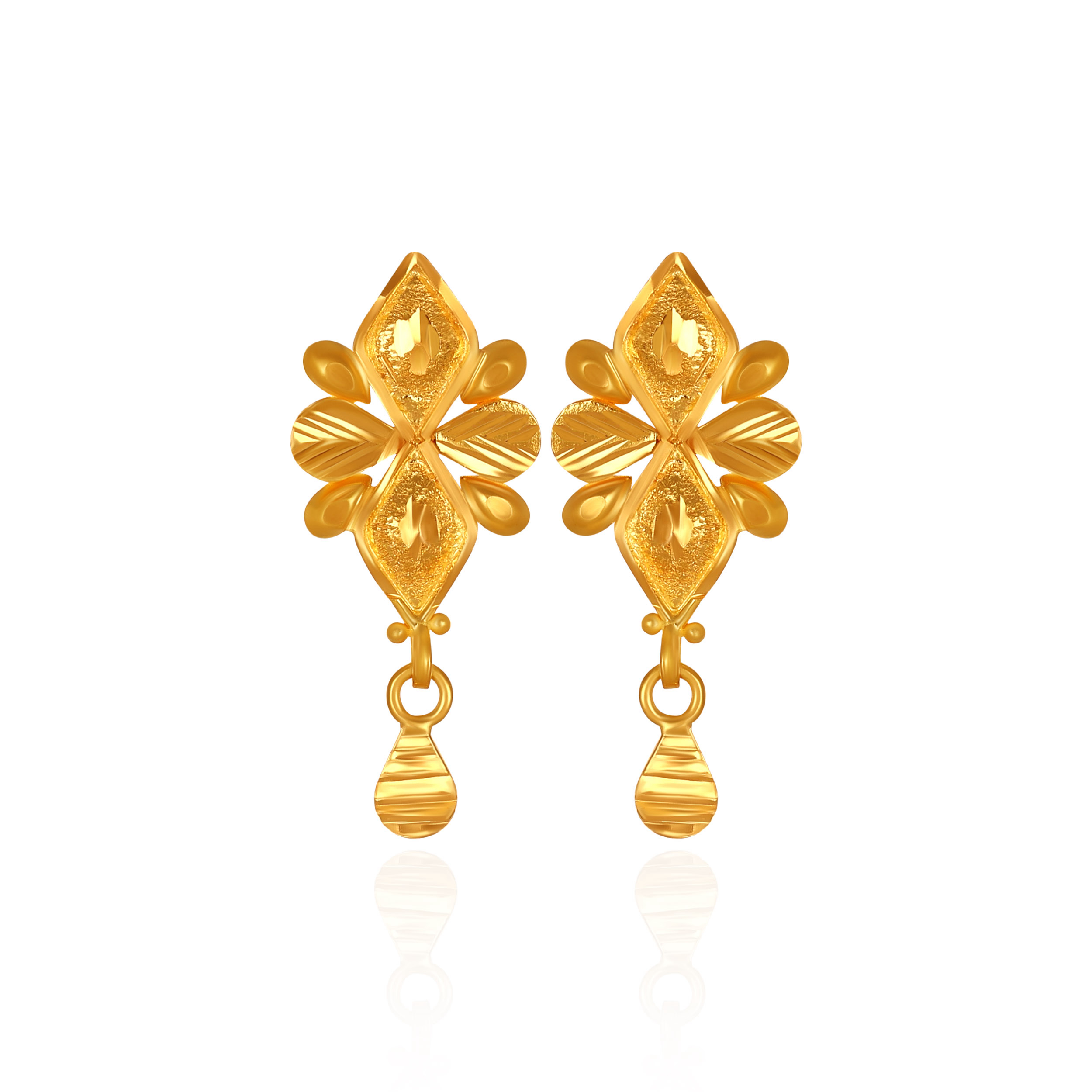 Petal Dance Gold Drop Earrings - Senco Gold and Diamonds