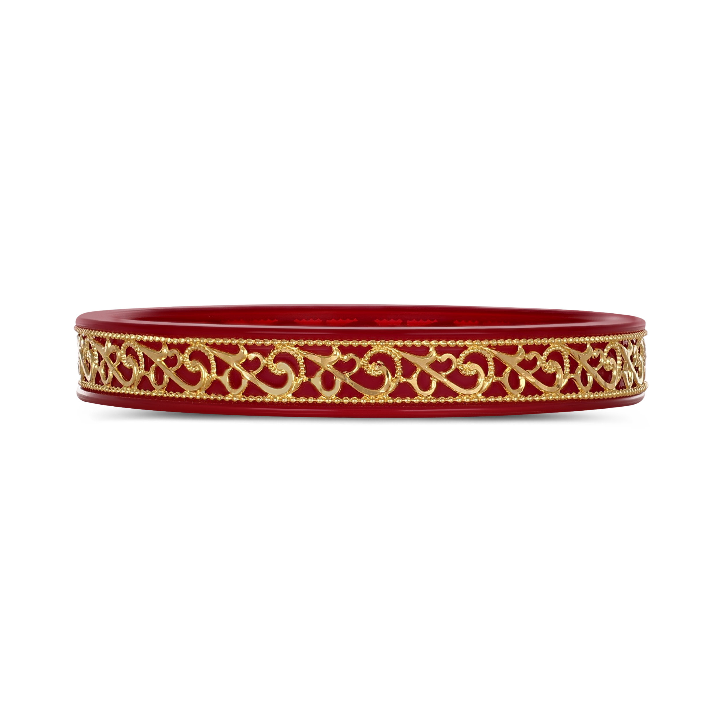 Ornate Vermillion Gold Pola Bangle - Senco Gold and Diamonds