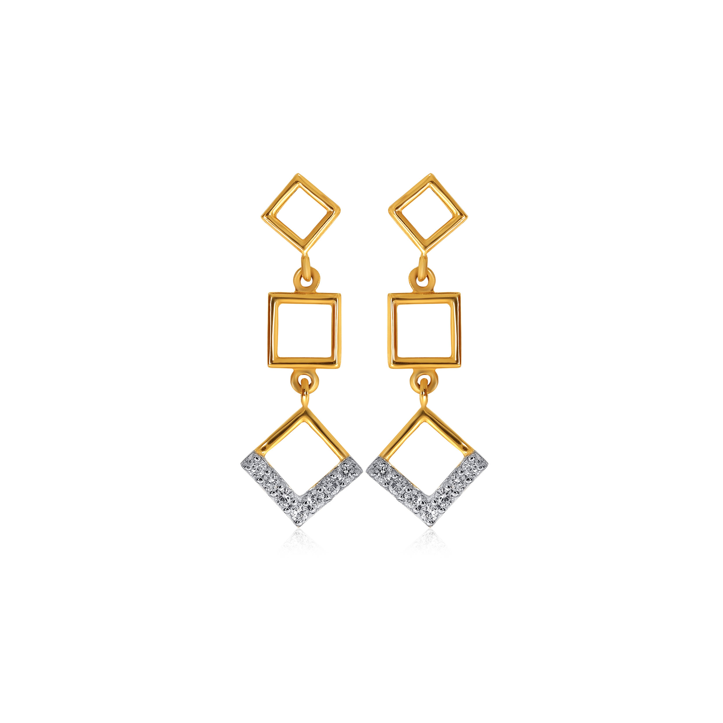 Geometrical Splendour Diamond Drop Earrings - Senco Gold and Diamonds