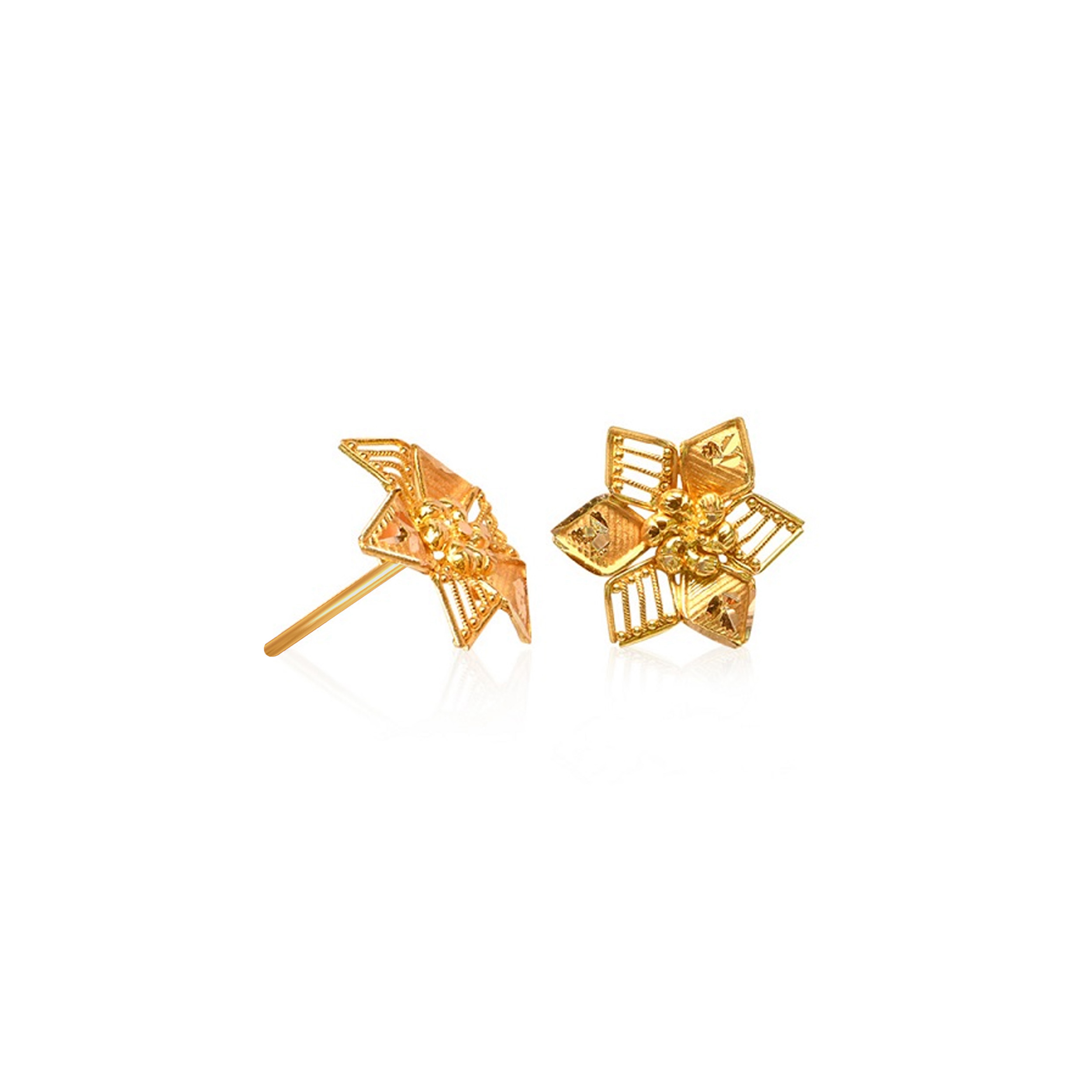 Floral Craft Gold Studs - Senco Gold and Diamonds