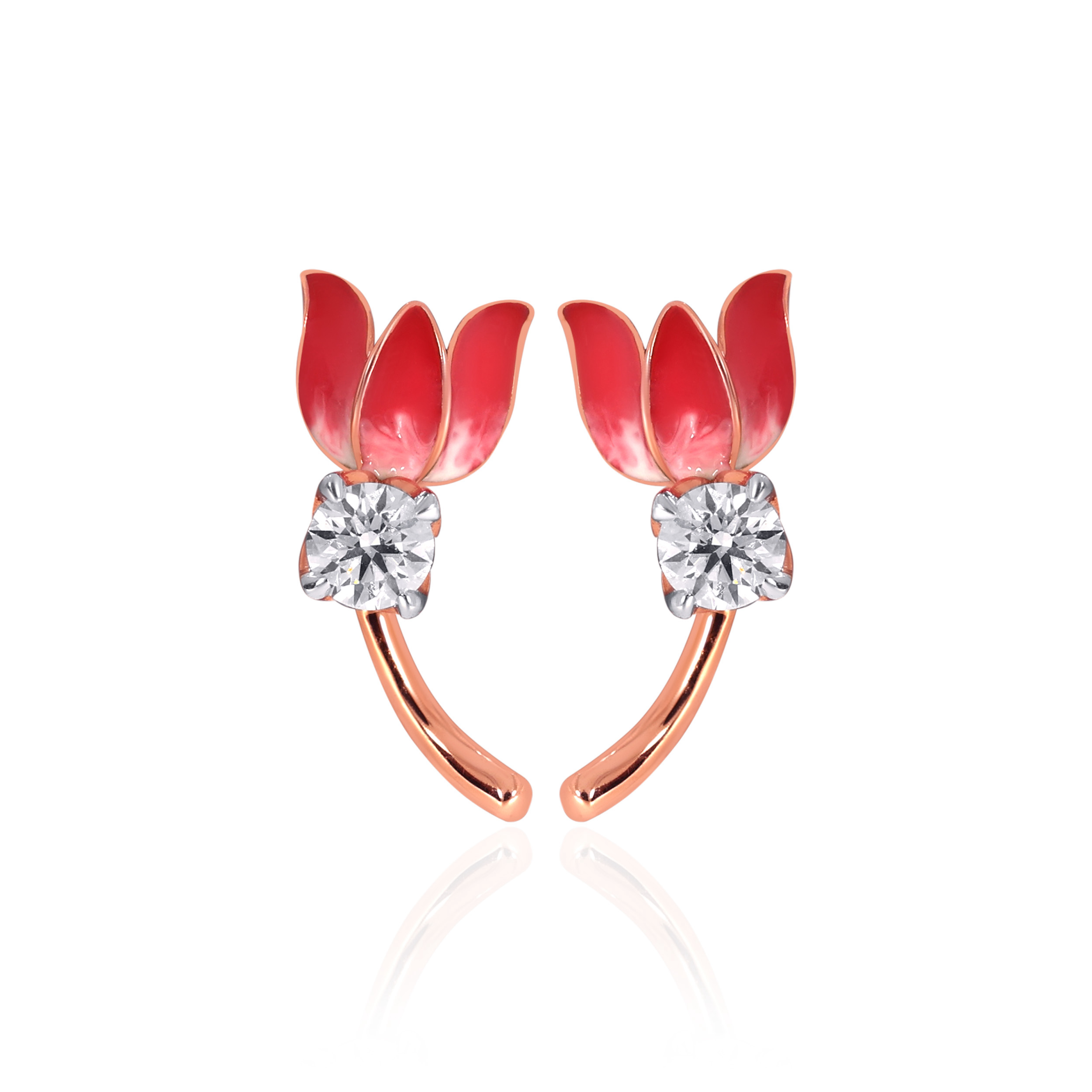 18K Rose Gold Diamond Studs Earrings-DT-D000754772 - Senco Gold and Diamonds