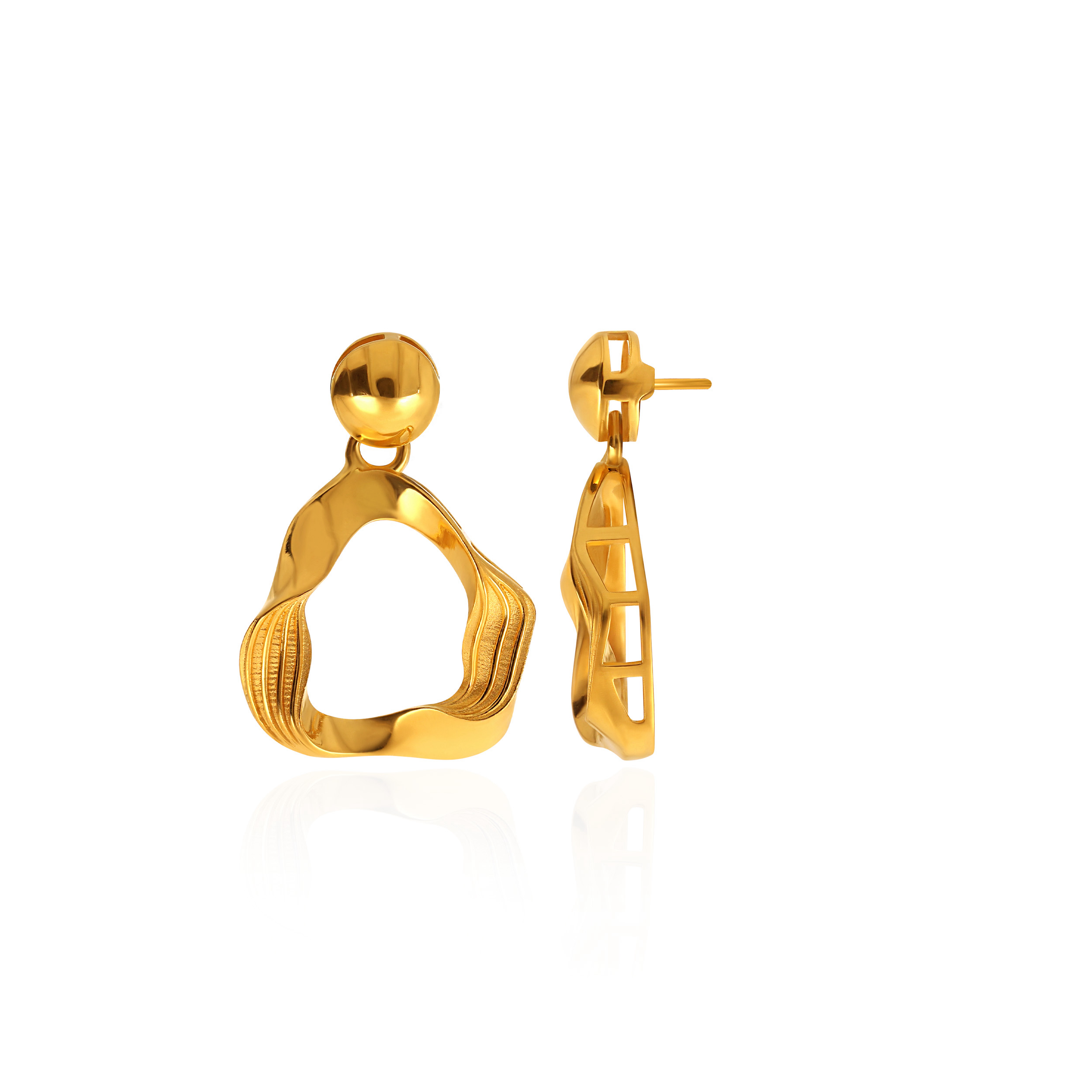 Twisted Wave Gold Drop Earrings - Senco Gold and Diamonds