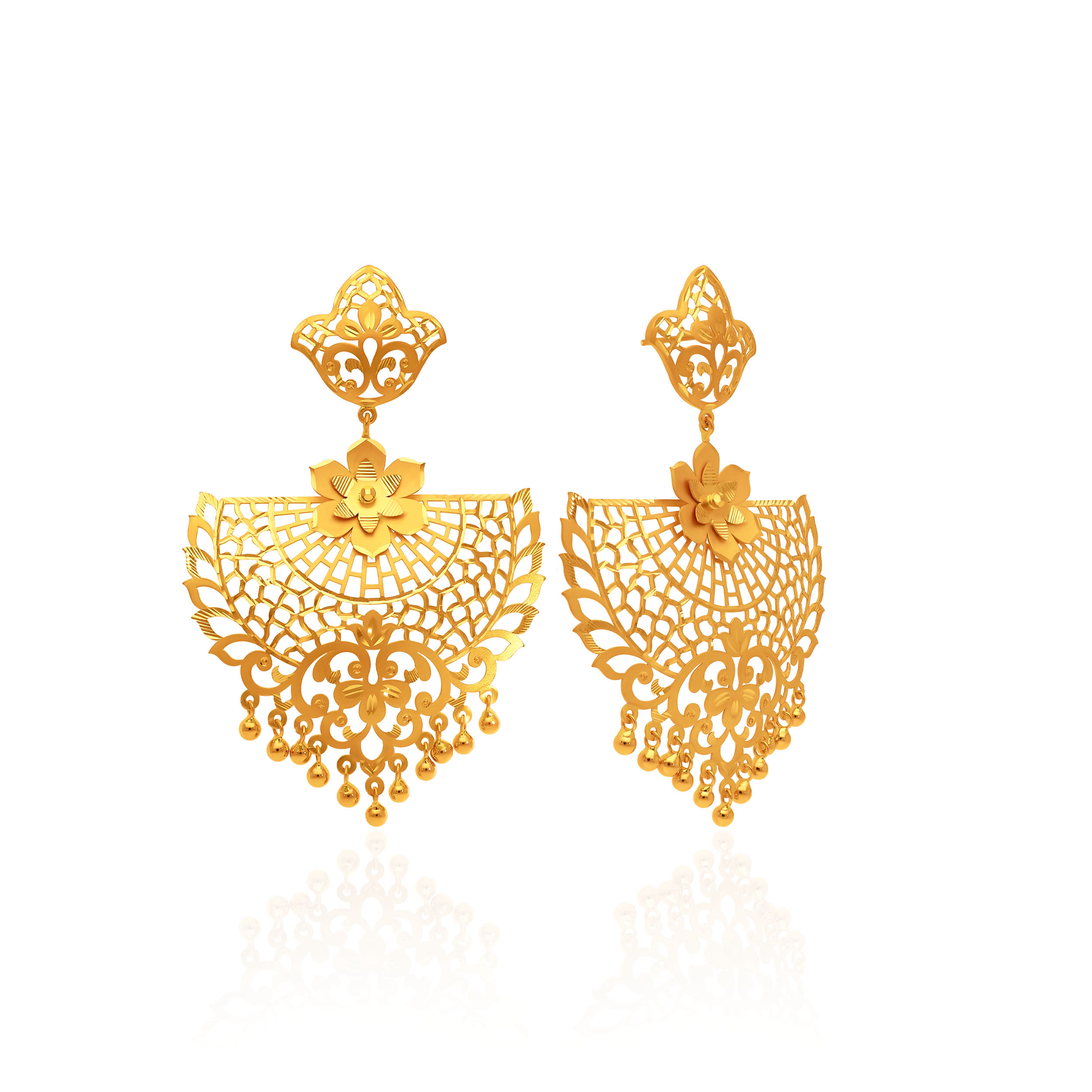 Enchanted Bloom Laser-Cut Gold Earrings - Senco Gold and Diamonds