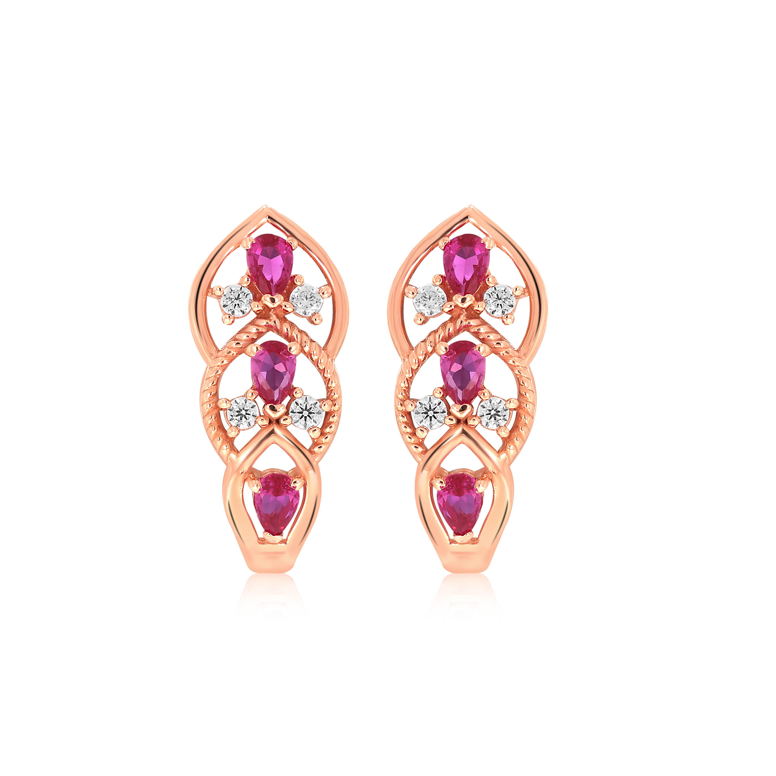 Overlapped Petals Gold Hoop Earrings - Senco Gold and Diamonds