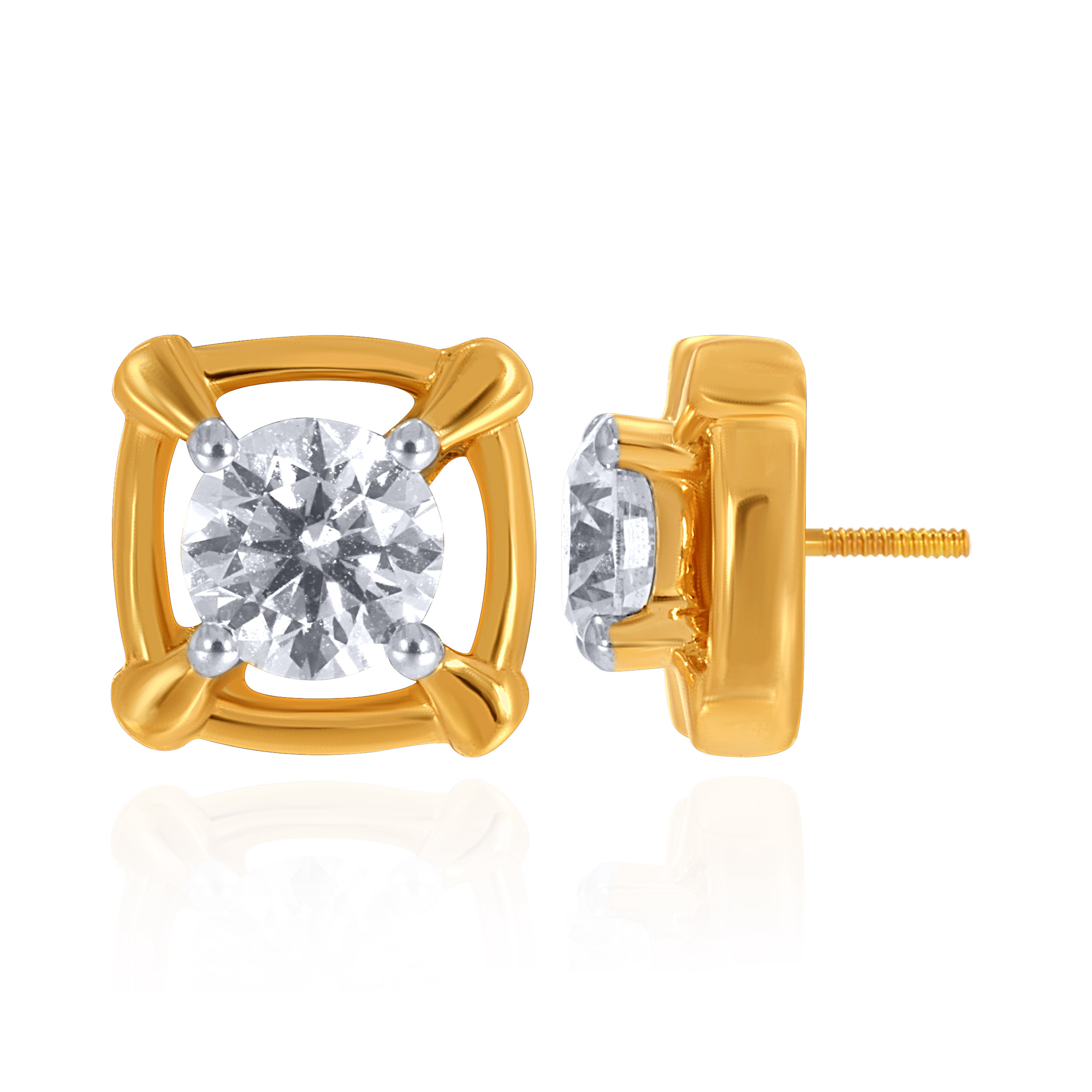 Maison Square Solitaire Diamond Studs - Senco Gold and Diamonds