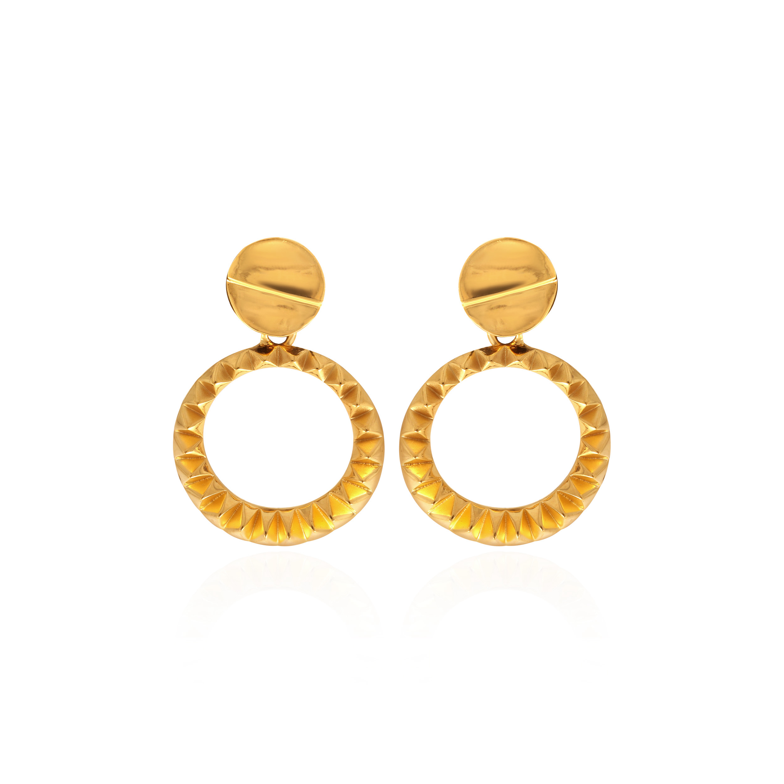 Gilded Halo Gold Drop Earrings - Senco Gold and Diamonds